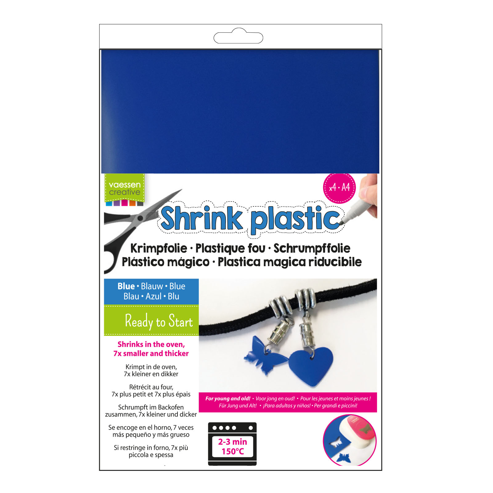 Vaessen Creative • Shrink Plastic A4 Blue 4pcs
