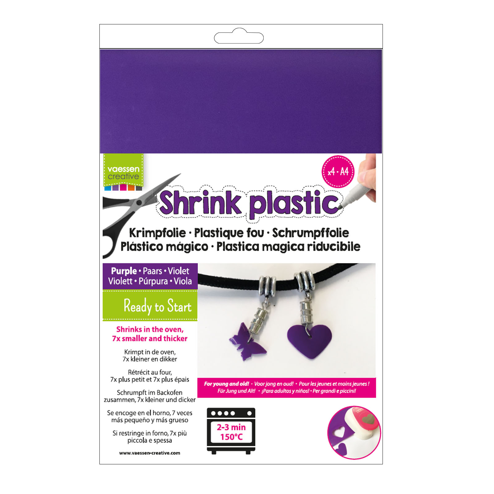 Vaessen Creative • Shrink Plastic A4 Purple 4pcs