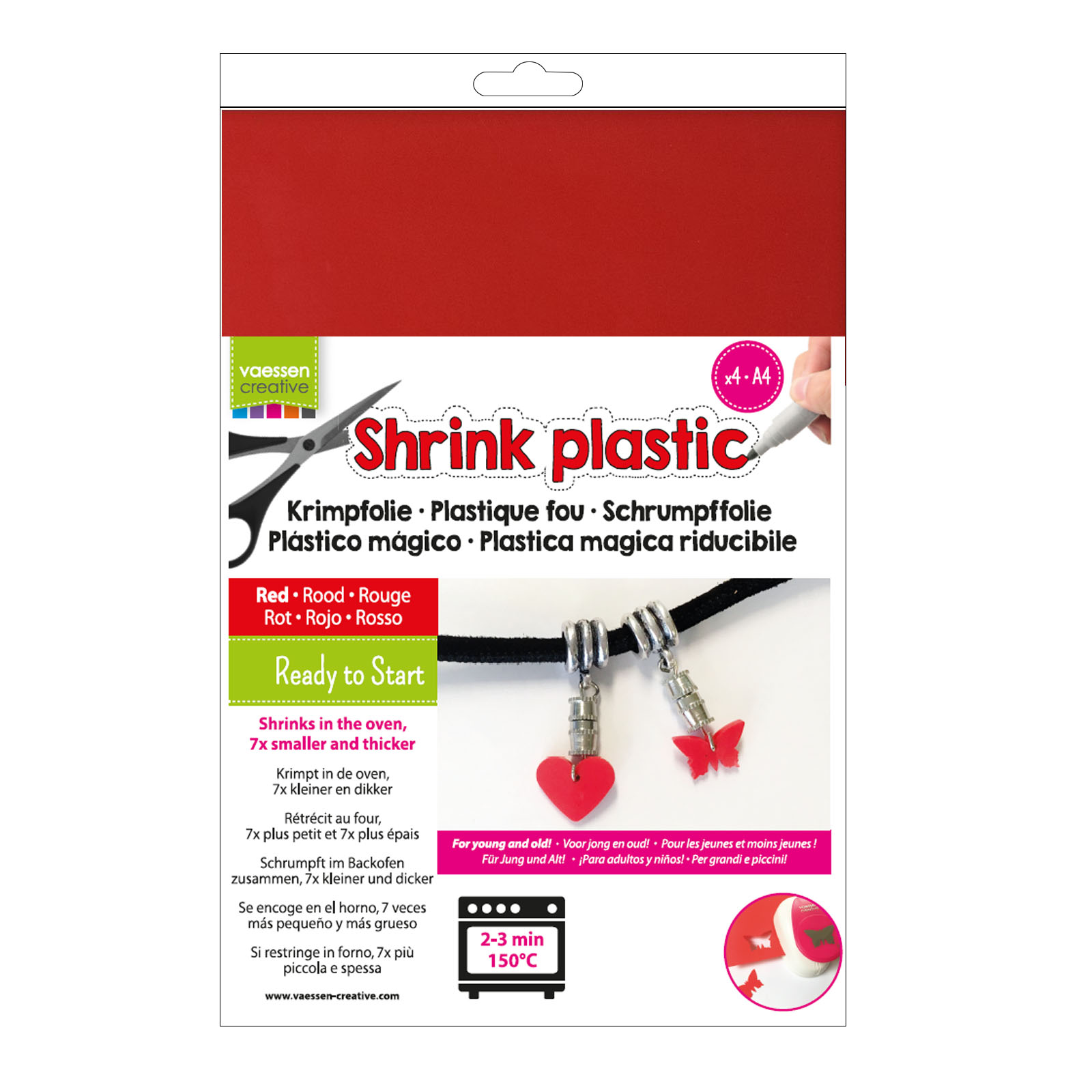 Vaessen Creative • Shrink Plastic A4 Red 4pcs