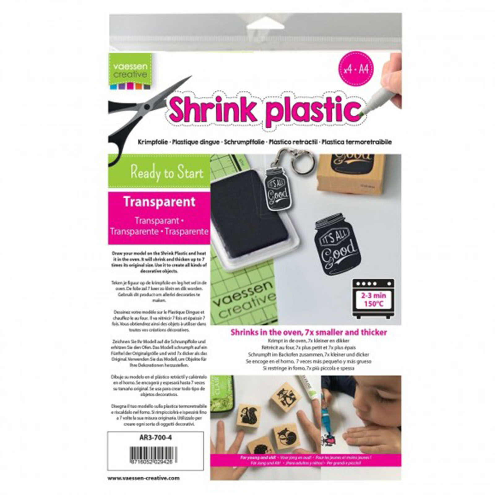 Vaessen Creative • Shrink plastic A4 Transparant 4pcs