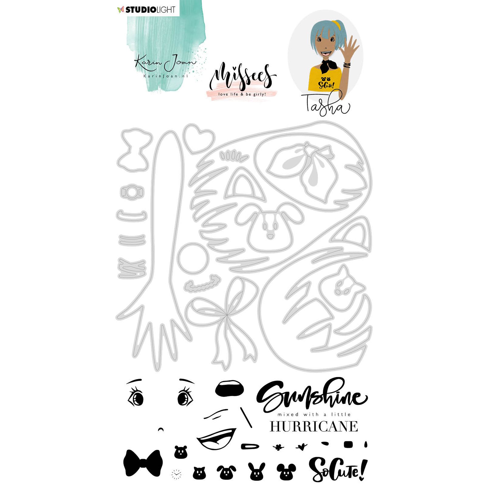 Studio Light • Silikonstempel & stanzschablone Missees collection Tascha nr.04