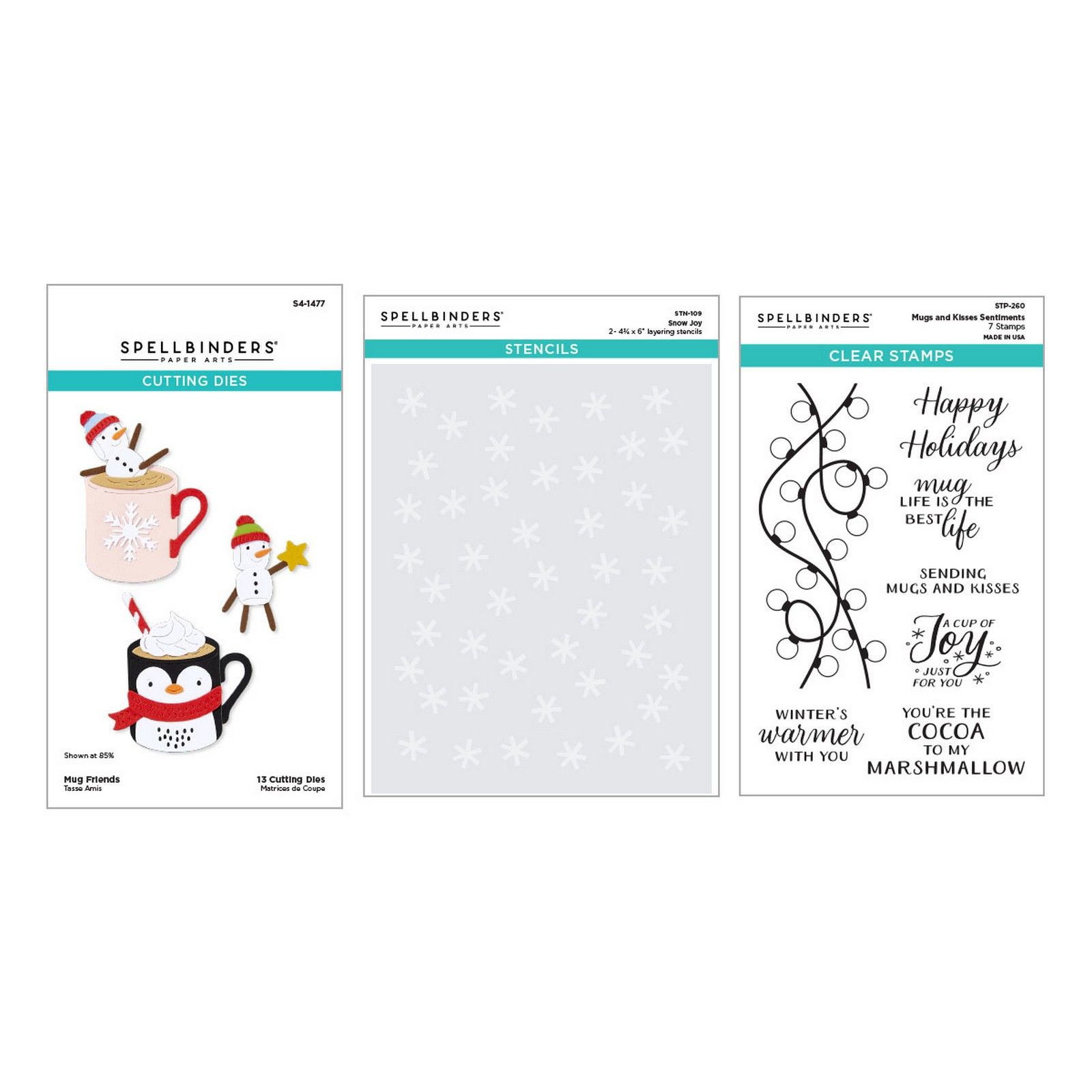 Spellbinders • Merry Mugs and Kisses Die, Stamp & Stencil Bundle