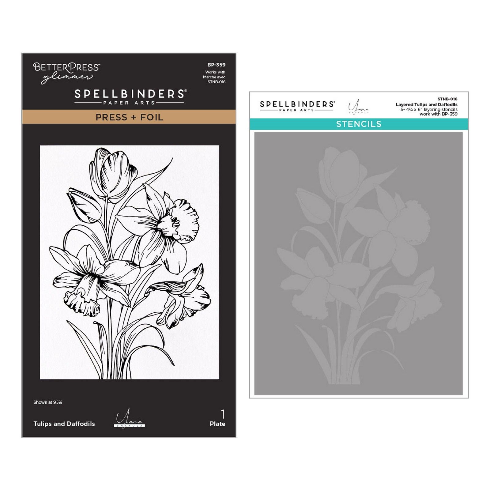 Spellbinders • BetterPress Letterpress Plaat & Sjabloonset Tulpen A2 6st.