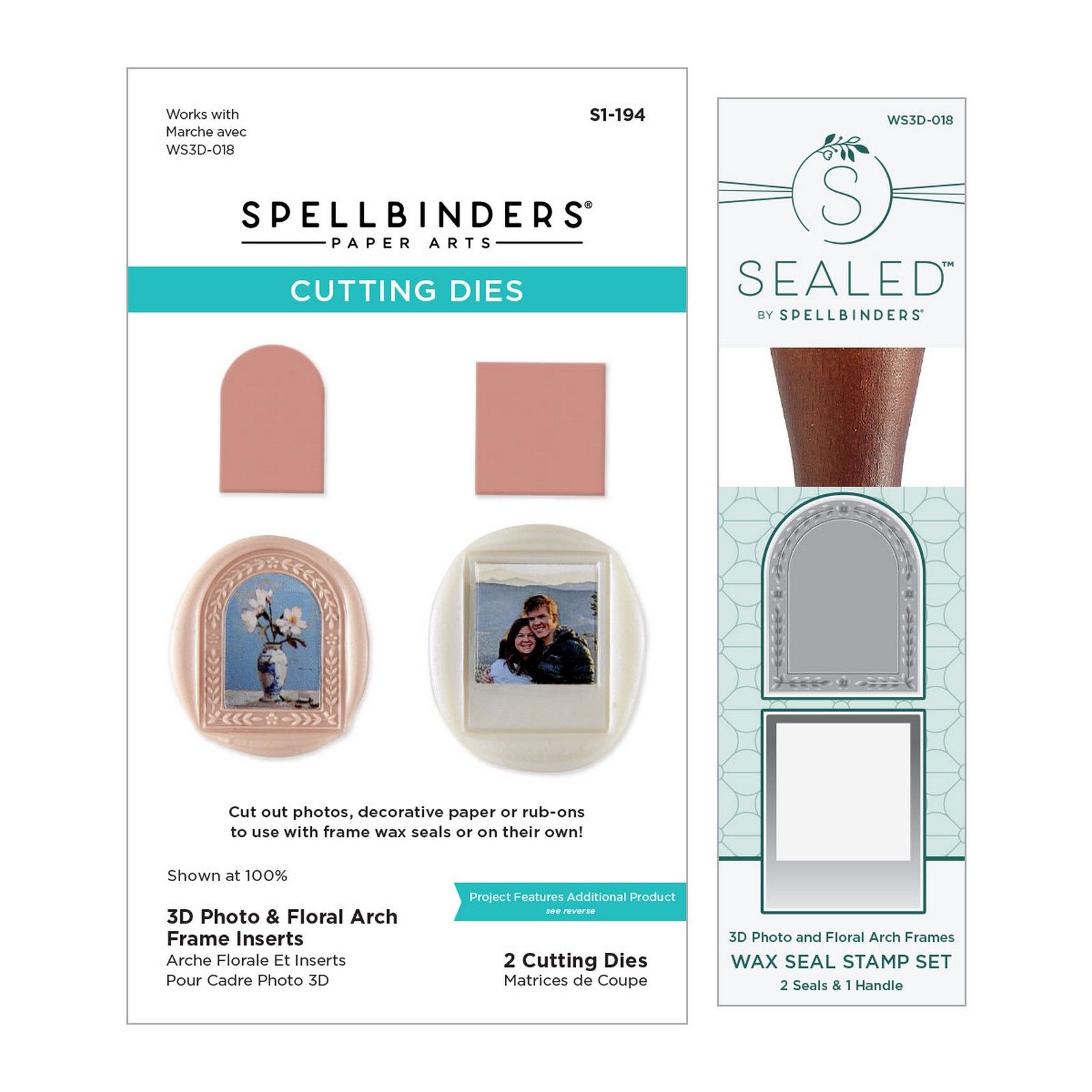 Spellbinders • 3D Photo & Floral Arch Frames Wax Seal Stamps and Die Bundle