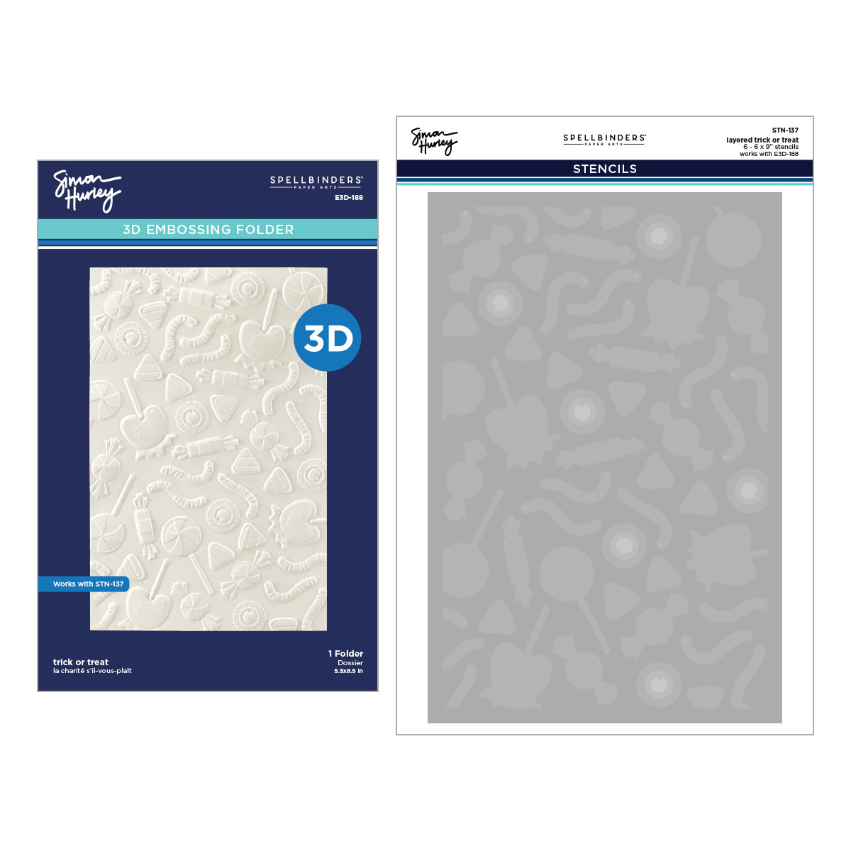 Spellbinders • Trick or Treat 3D Embossing Folder & Stencil Bundle by Simon Hurley