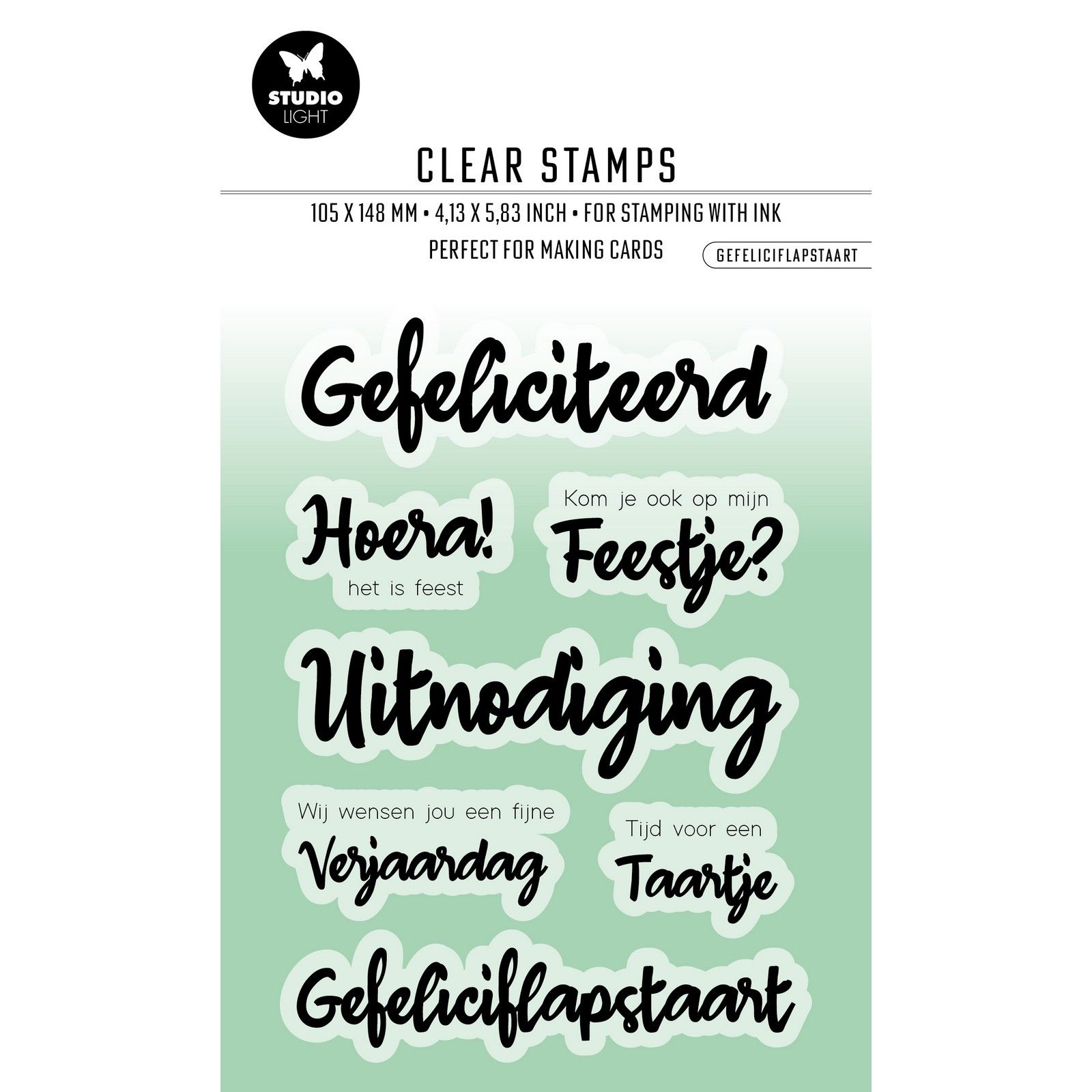 Studio Light • Essentials Clear Stamps Gefeliciflapstaart