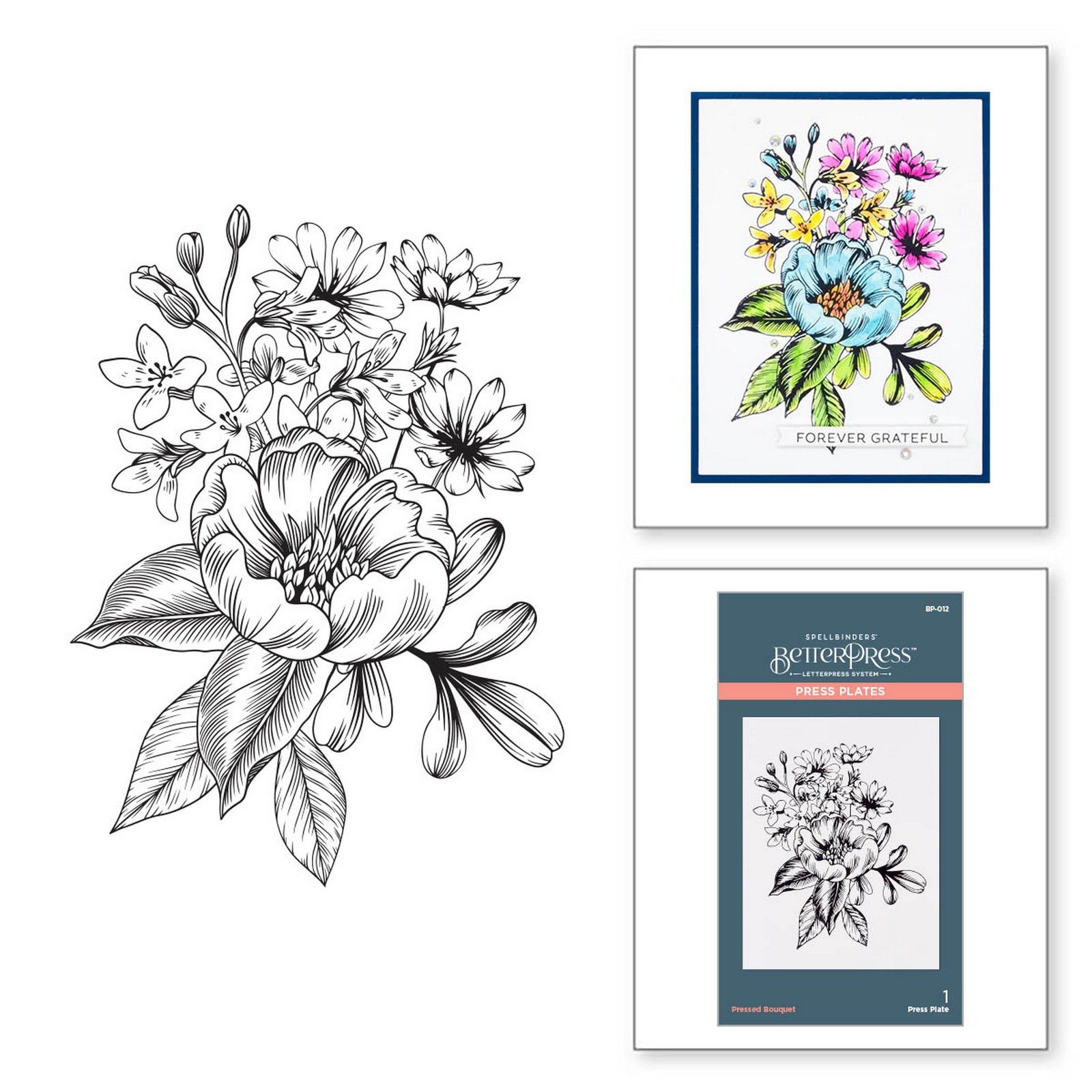 Spellbinders • BetterPress Letterpress Persplaat Pressed Bouquet 8,5x11,7cm
