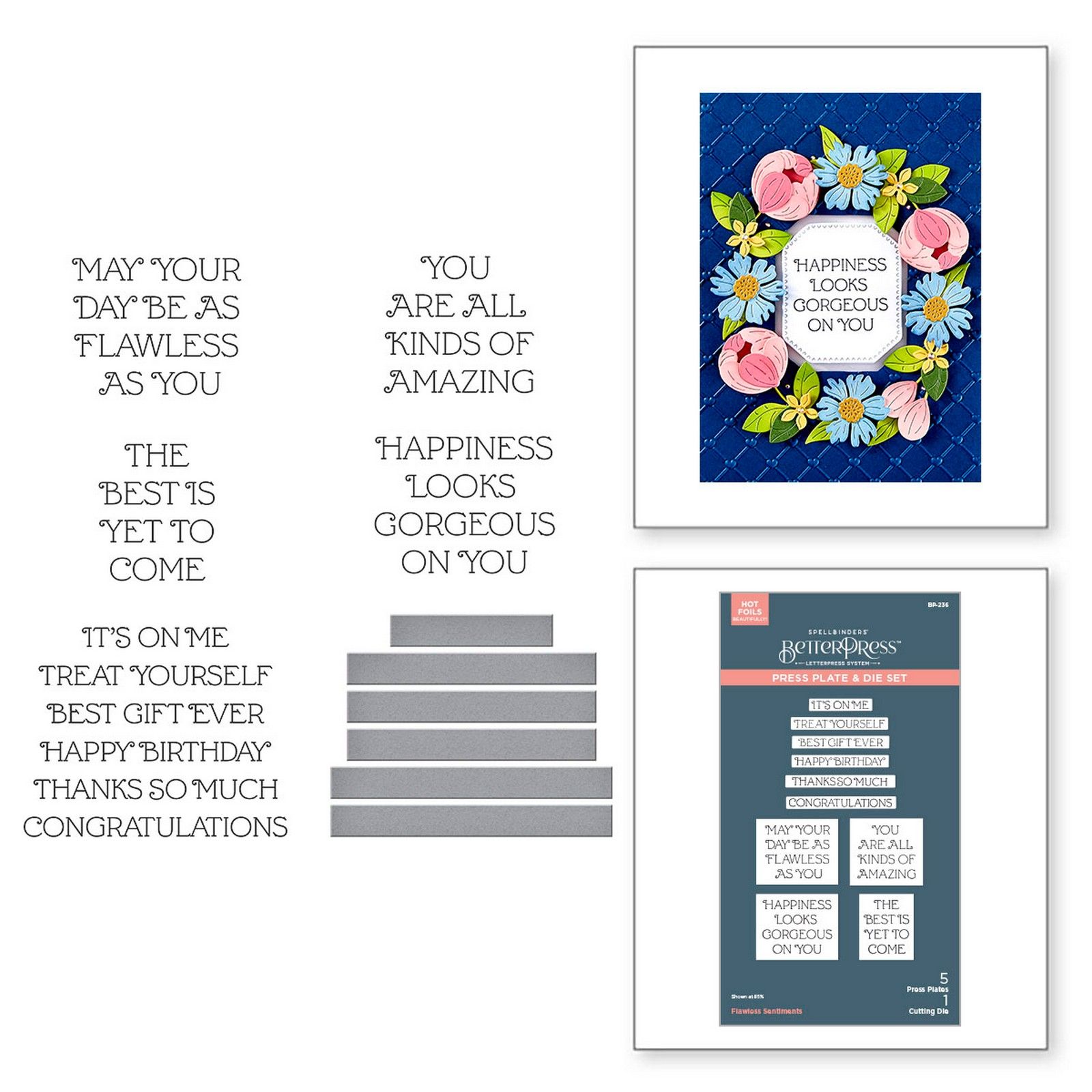 Spellbinders • BetterPress Letterpress Press Plate & Matrices Flawless Sentiments 6pcs