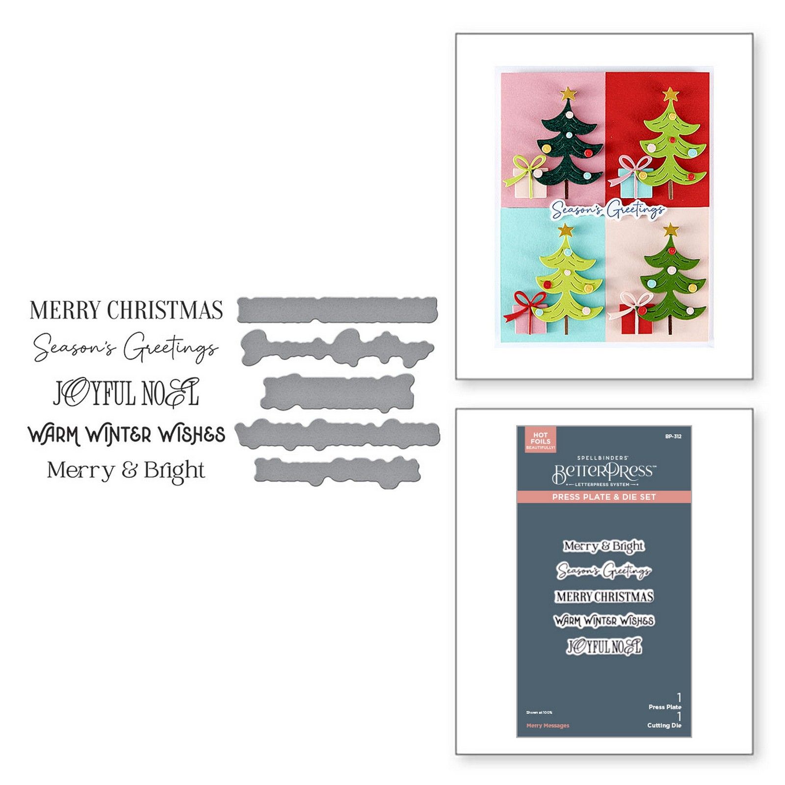 Spellbinders • Set Plaque & Matrices Merry Messages 5pcs