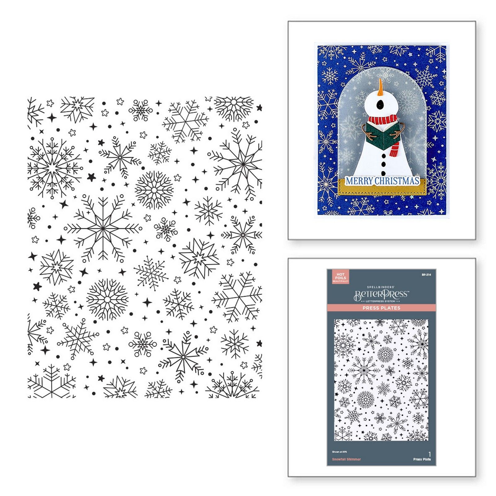 Spellbinders • BetterPress Plate Snowfall Shimmer Wonderland 11,1x14,3cm Sneeuwvlok