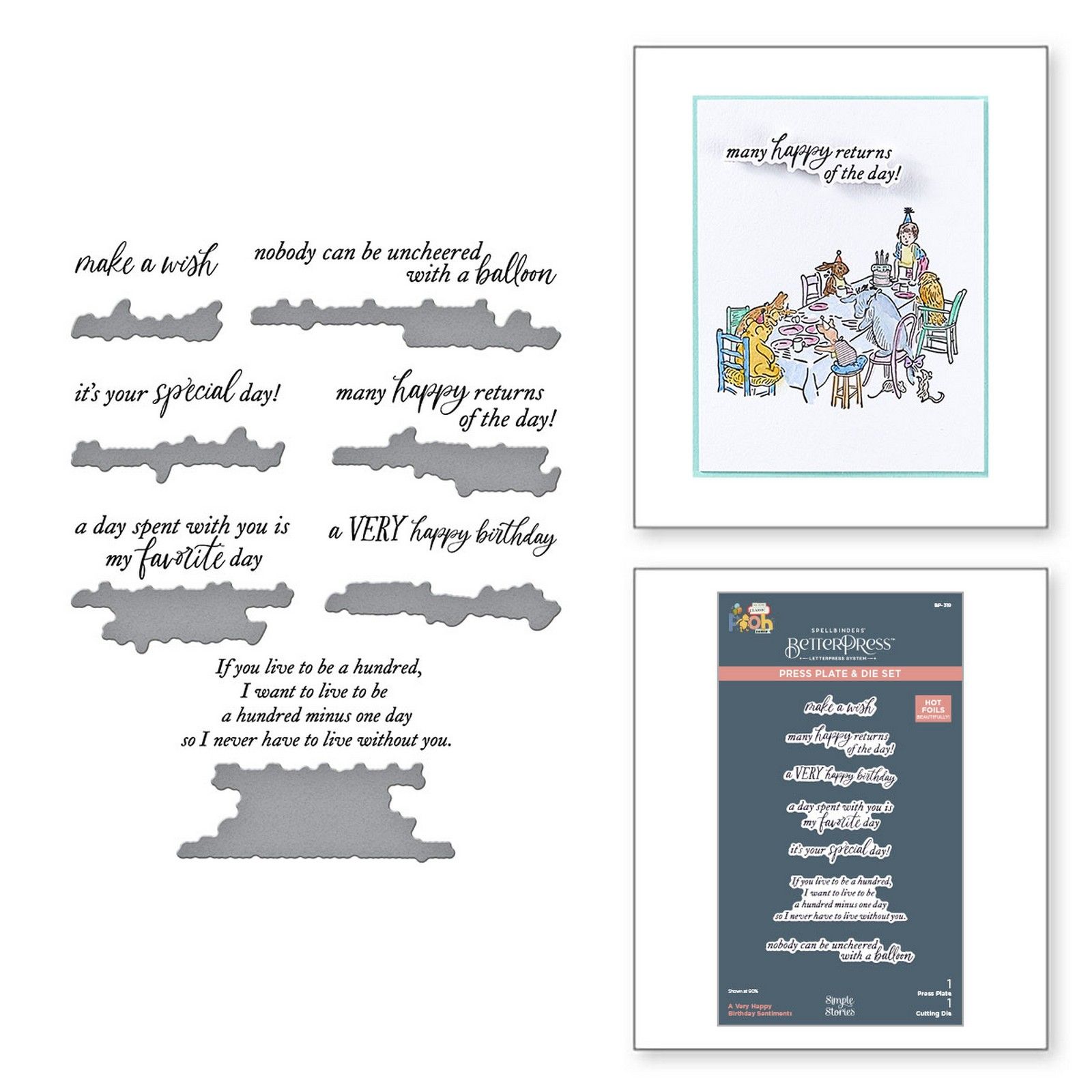 Spellbinders • BetterPress Plate & Die Set A Very Happy Birthday Sentiments 2pcs