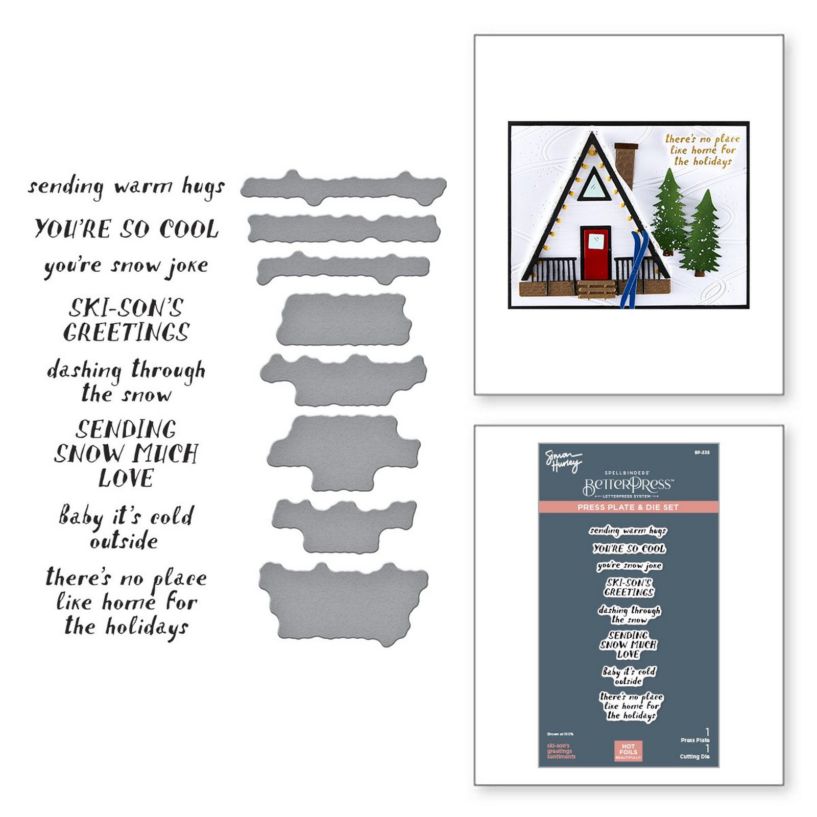 Spellbinders • BetterPress Letterpress Press Plate & Snijmalset Ski-son's Greetings 2st.