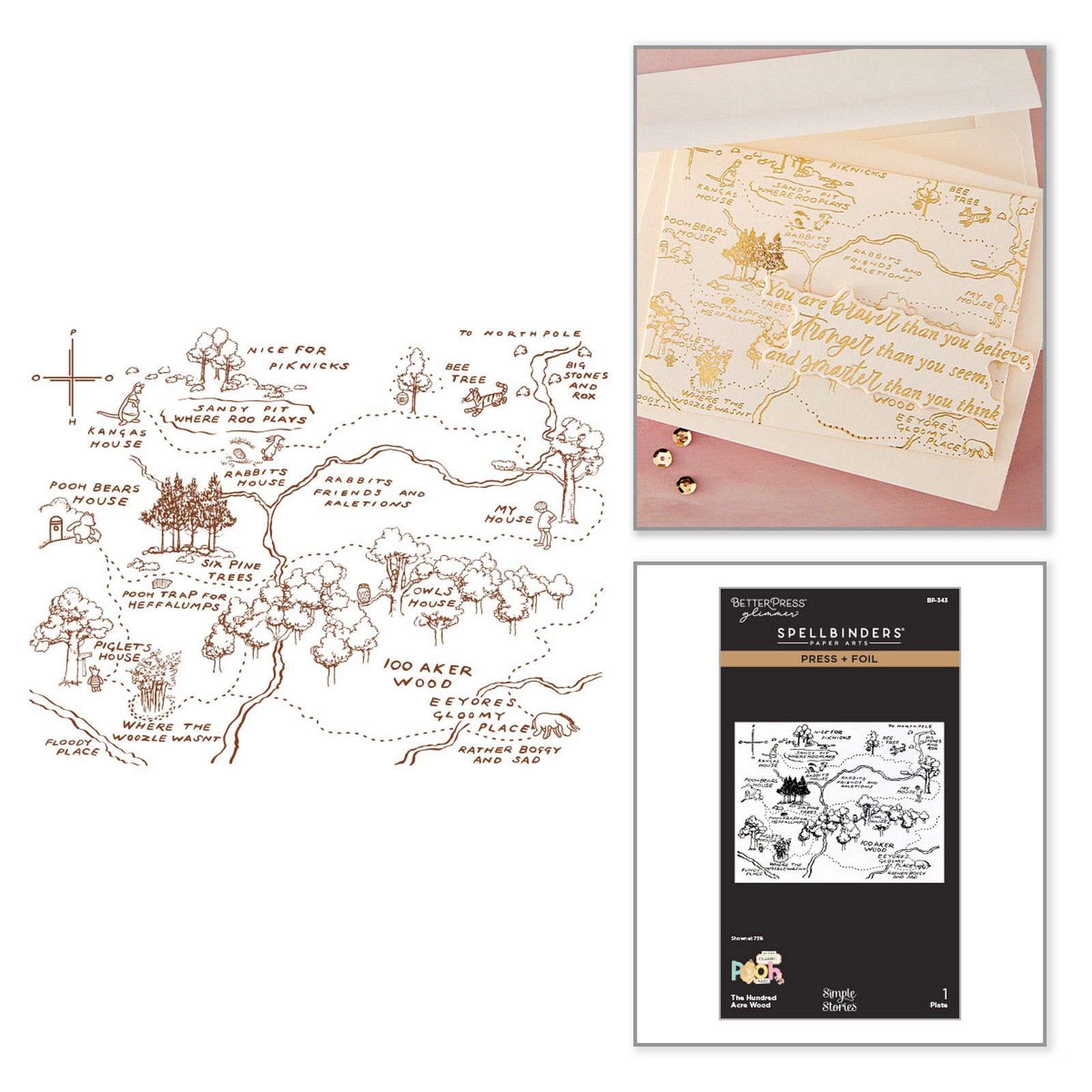Spellbinders • BetterPress Letterpress Press Plate & Matrice de Découpe The Hundred Acre Wood