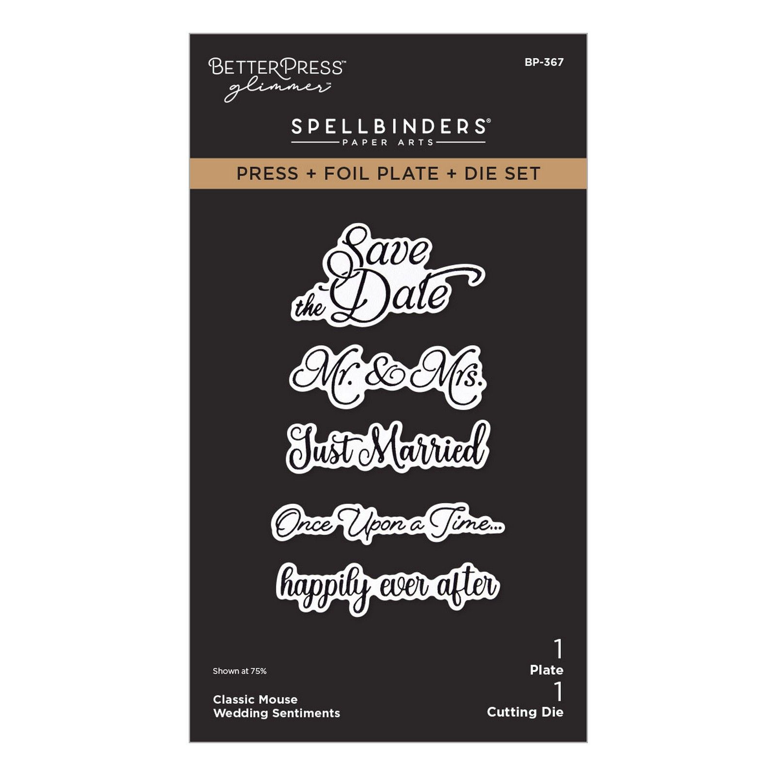 Spellbinders • Classic Mouse Wedding Sentiments Press + Foil Plate & Die Set