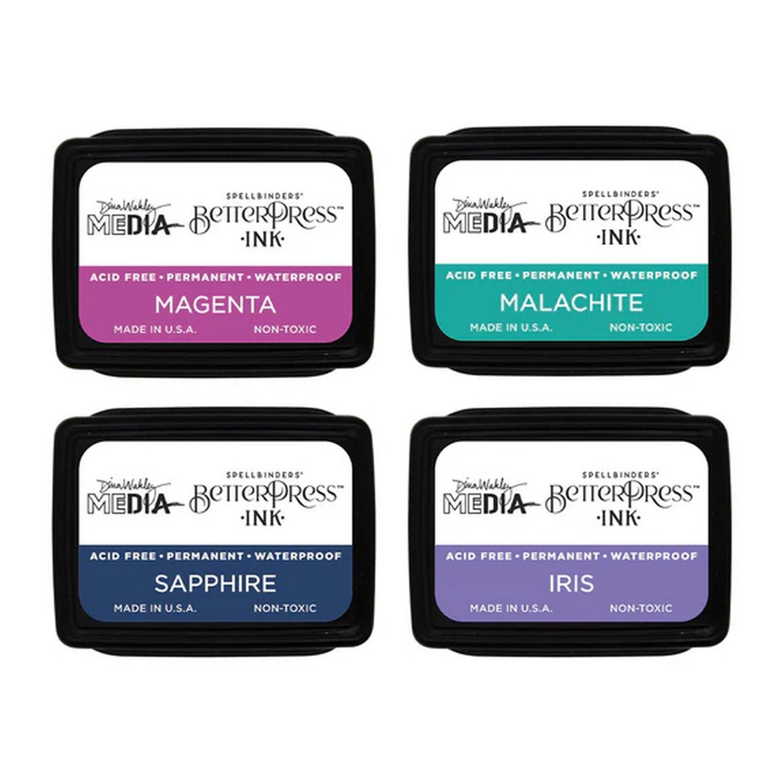 Spellbinders • BetterPress Mini Ink Pads 1.25"x1.75" Happy 4pcs