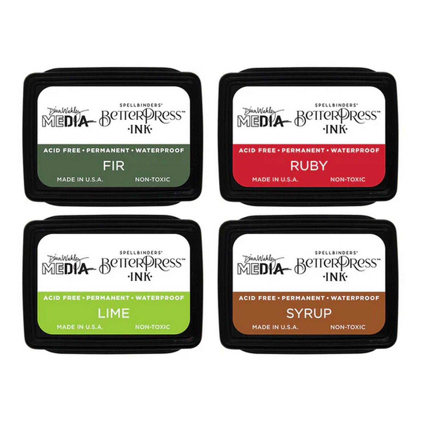 Spellbinders • Dina Wakley BetterPress Mini Ink Pads 1.25"x1.75" Festive 4pcs