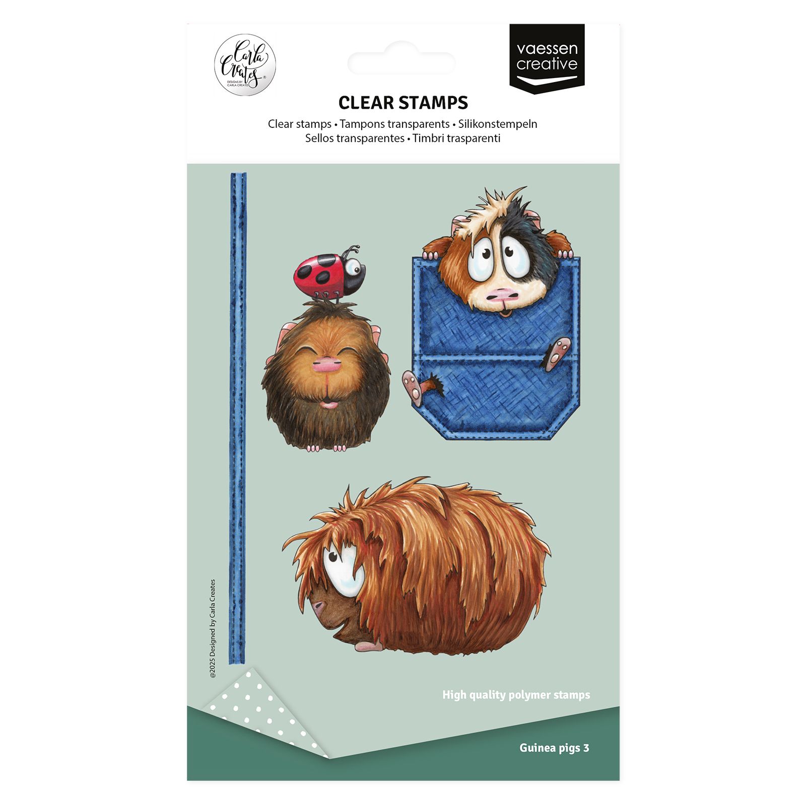 Vaessen Creative • Sellos Transparentes Guinea Pigs 3 8uds
