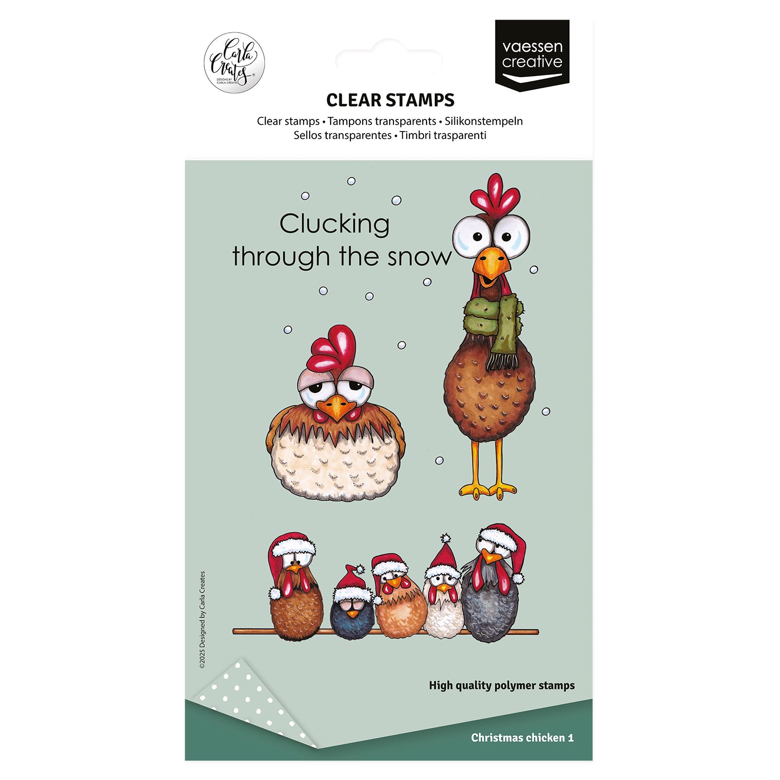 Vaessen Creative • Tampons Transparents Poules de Noël 1 12pcs