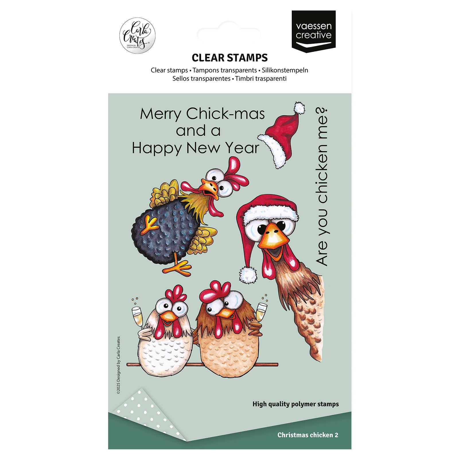 Vaessen Creative • Timbri Trasparenti Galline di Natale 10pz