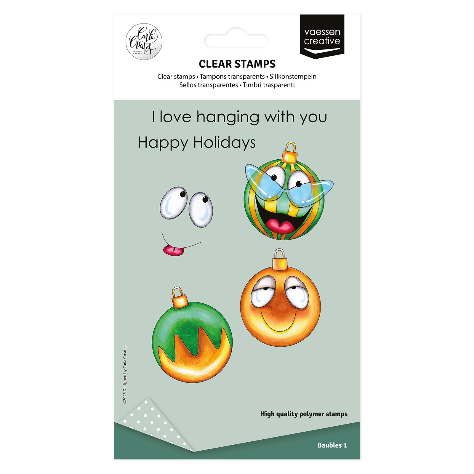 Vaessen Creative • Timbri Trasparenti Faccia da Baubles Natalizi 12pz