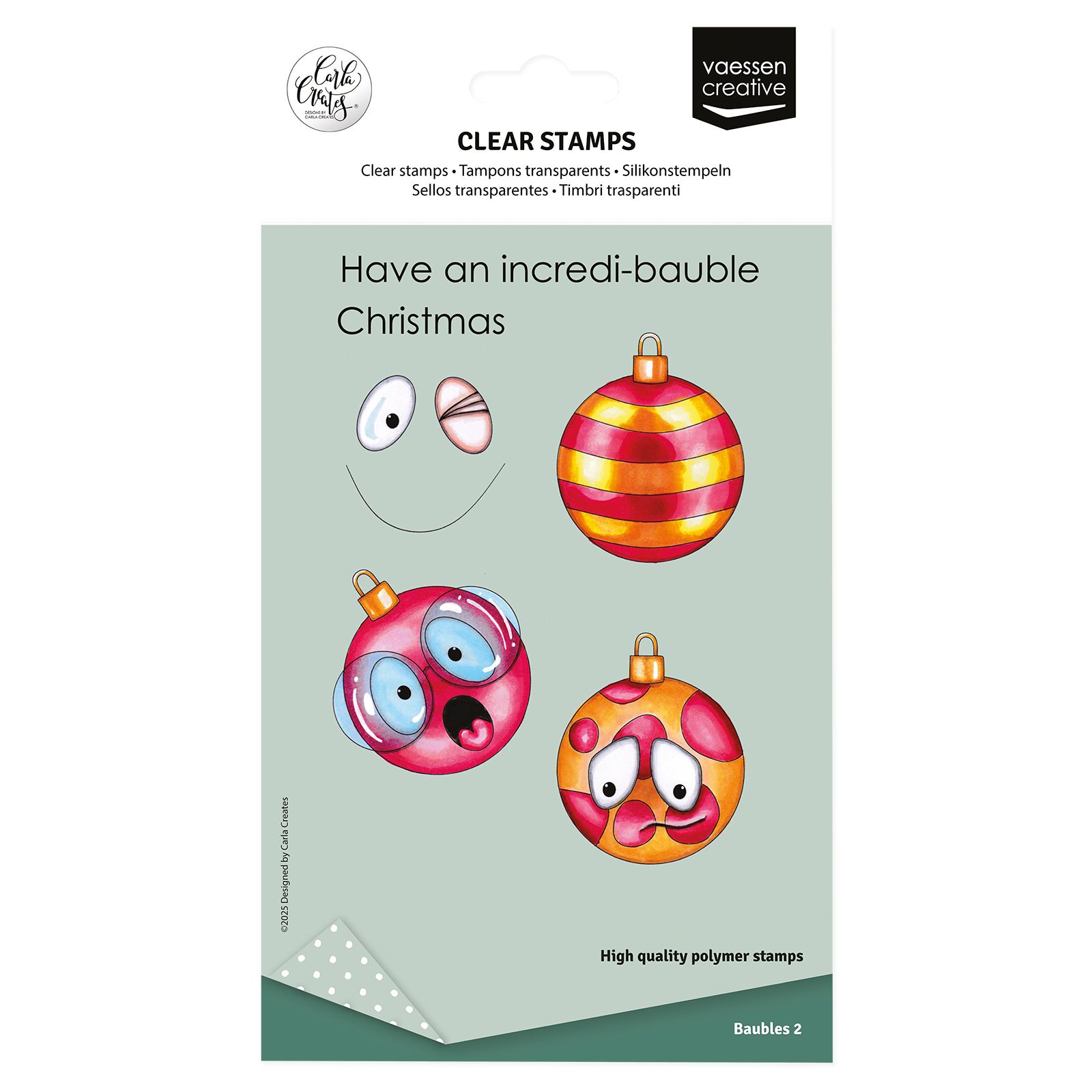 Vaessen Creative • Tampons Transparents Boules de Noël 2 12pcs