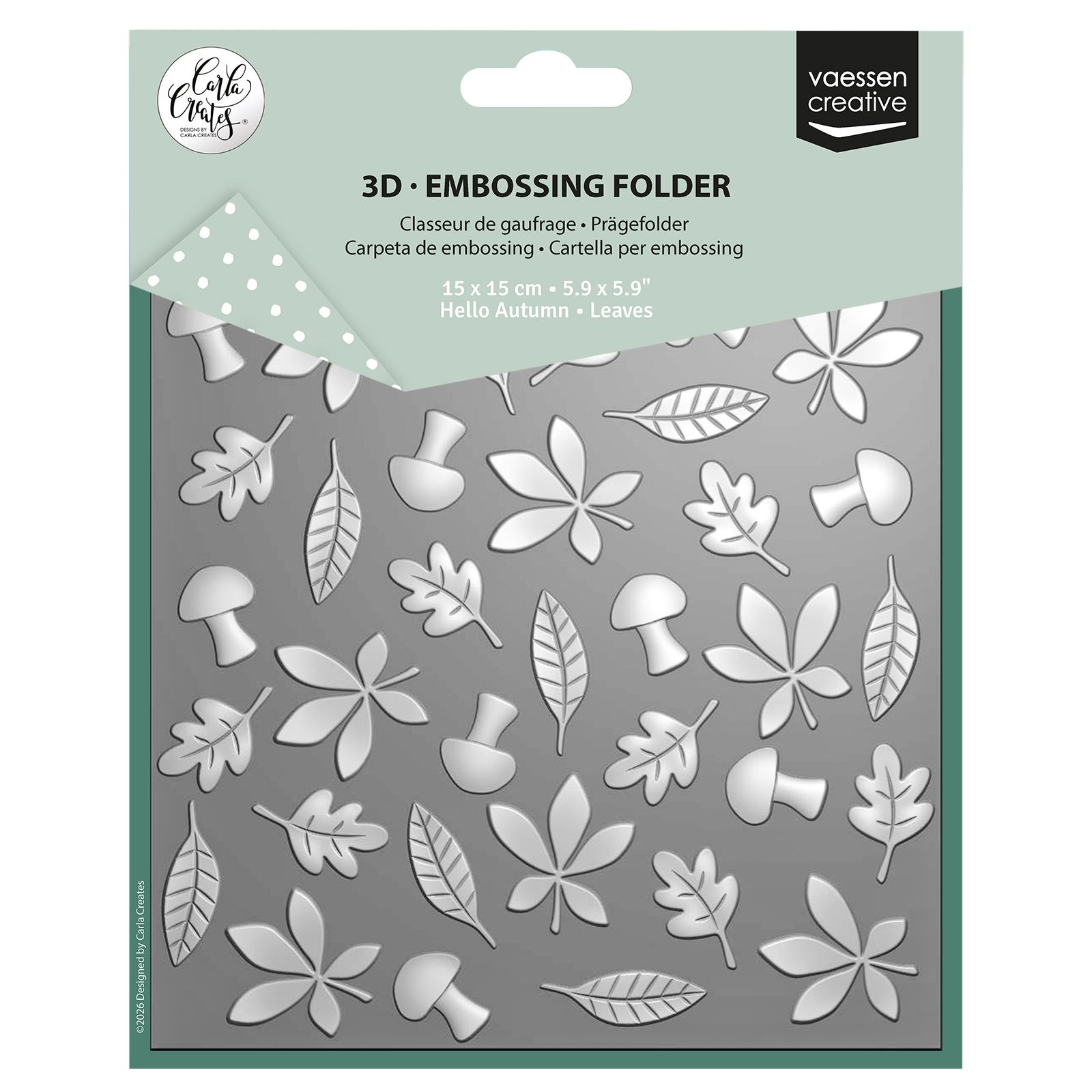 Vaessen Creative • 3D Embossing Folder by Carla Creates Leaves 15x15cm
