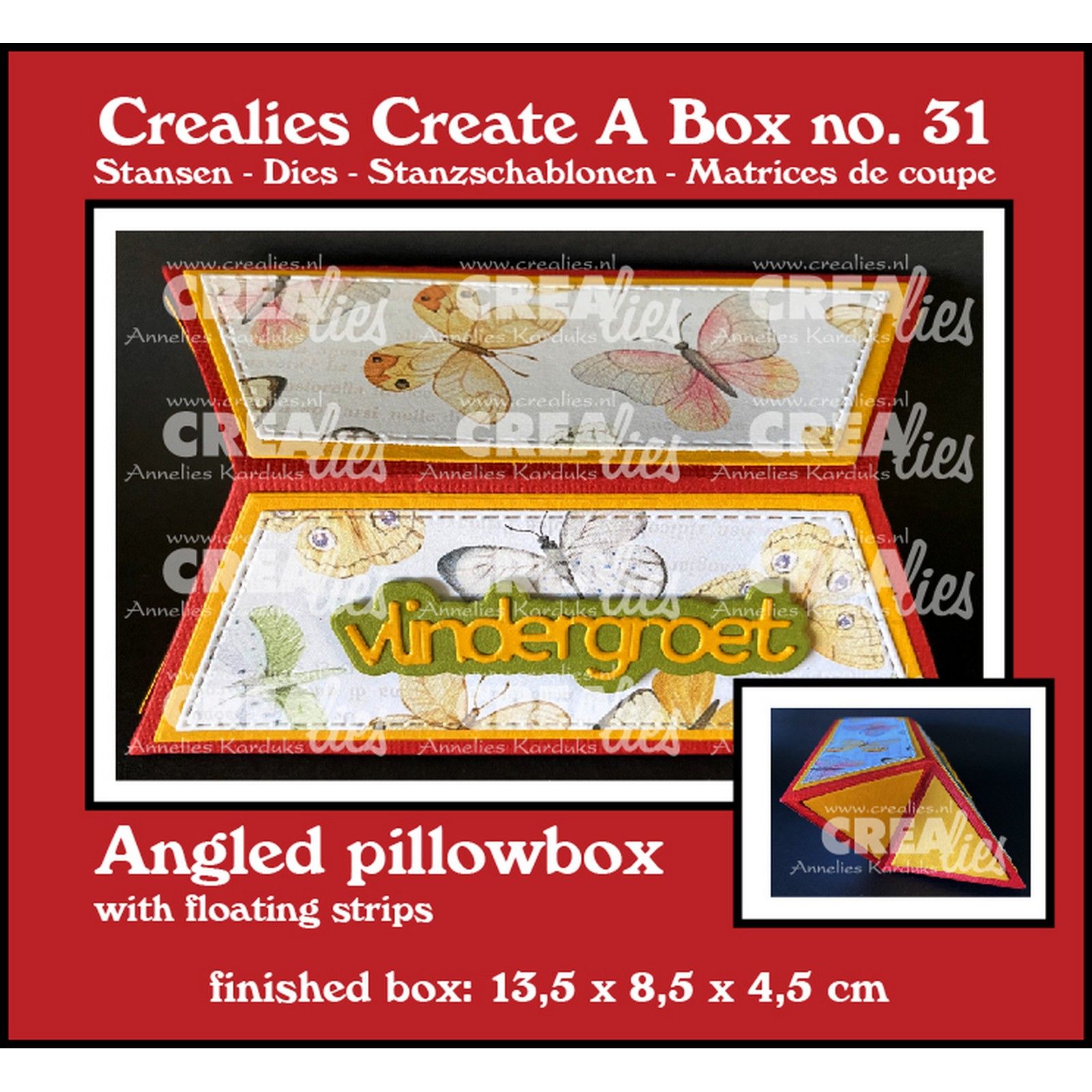 Crealies • Angled Pillowbox With Floating Strips