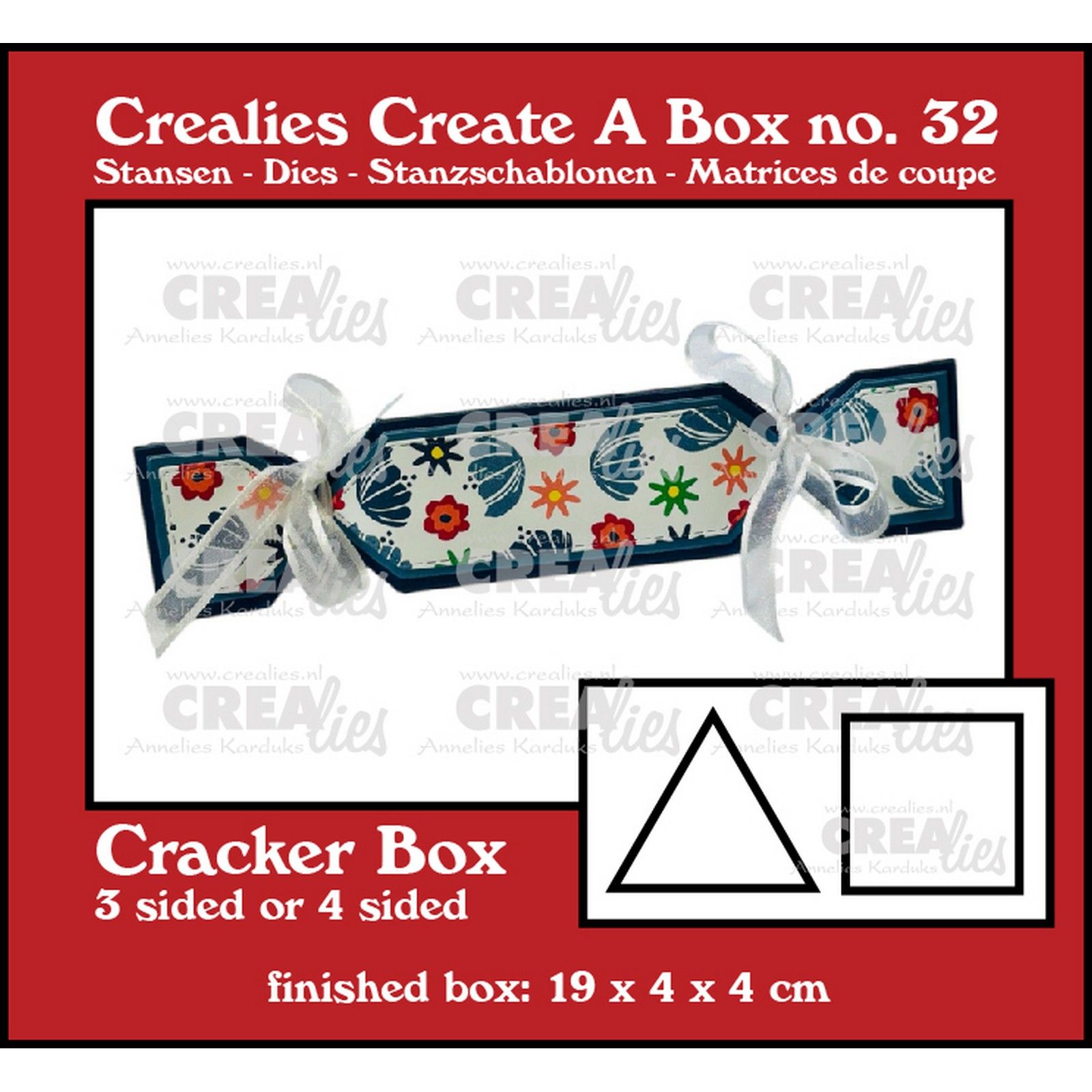 Crealies • Crackerbox (3 & 4 Sides) Cutting Dies 