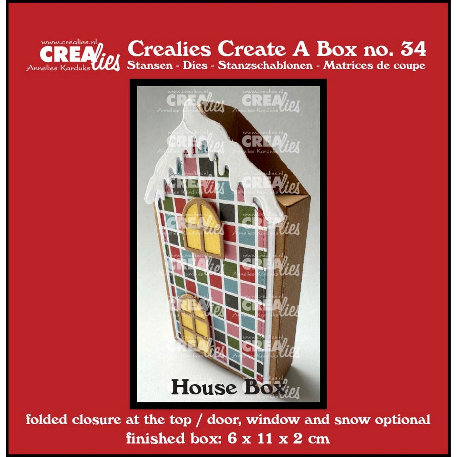 Crealies • Create a Flat Flat Box House with Door Window & Snow
