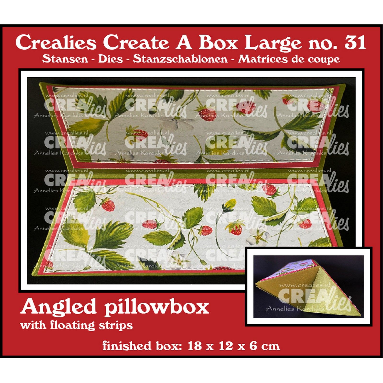 Crealies • Cutting Die Angled Pillowbox Large With Floating Strips