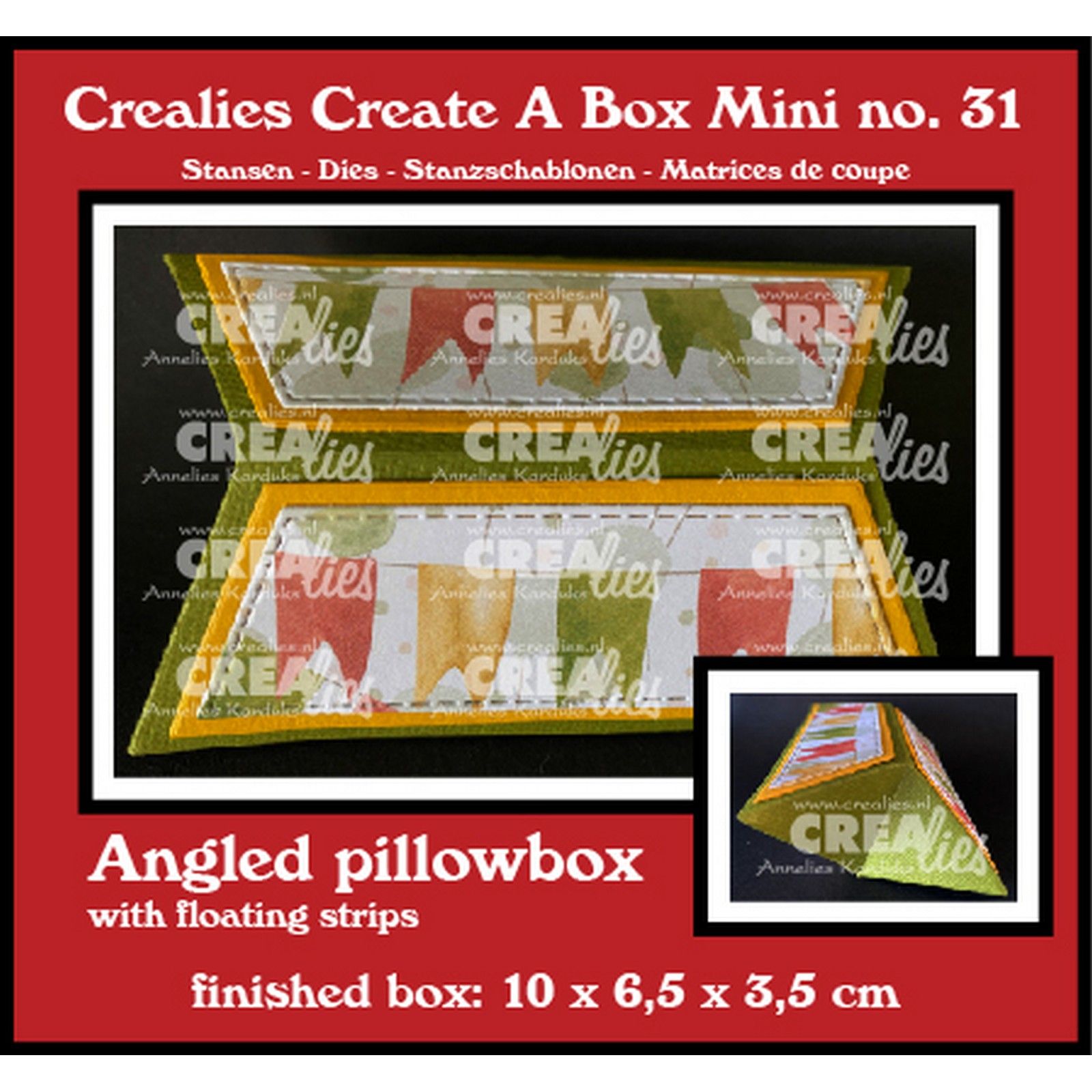 Crealies • Angled Pillowbox Mini With Floating Strips