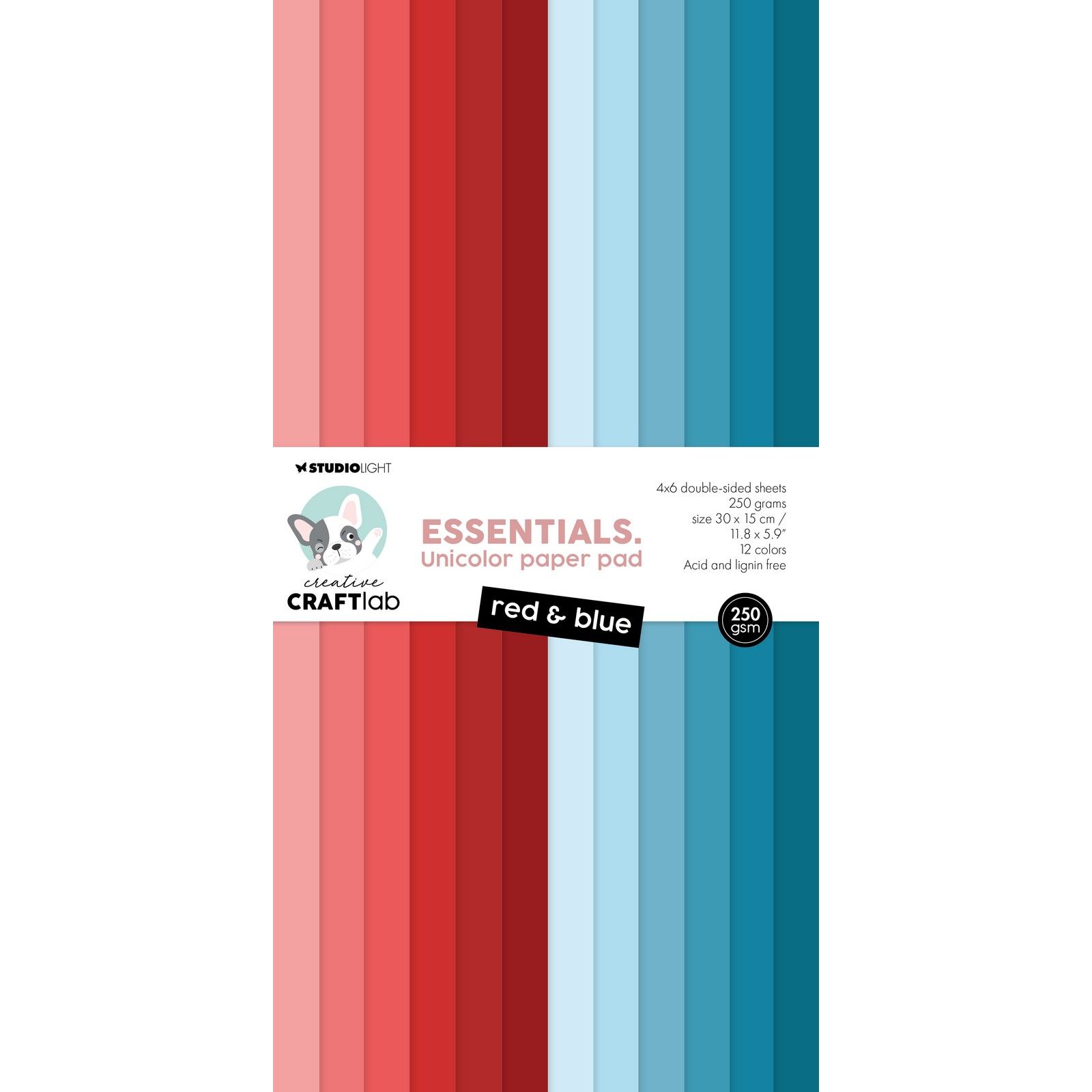 Creative Craft Lab • Essentials Unicolor Paper Pad Red & Blue