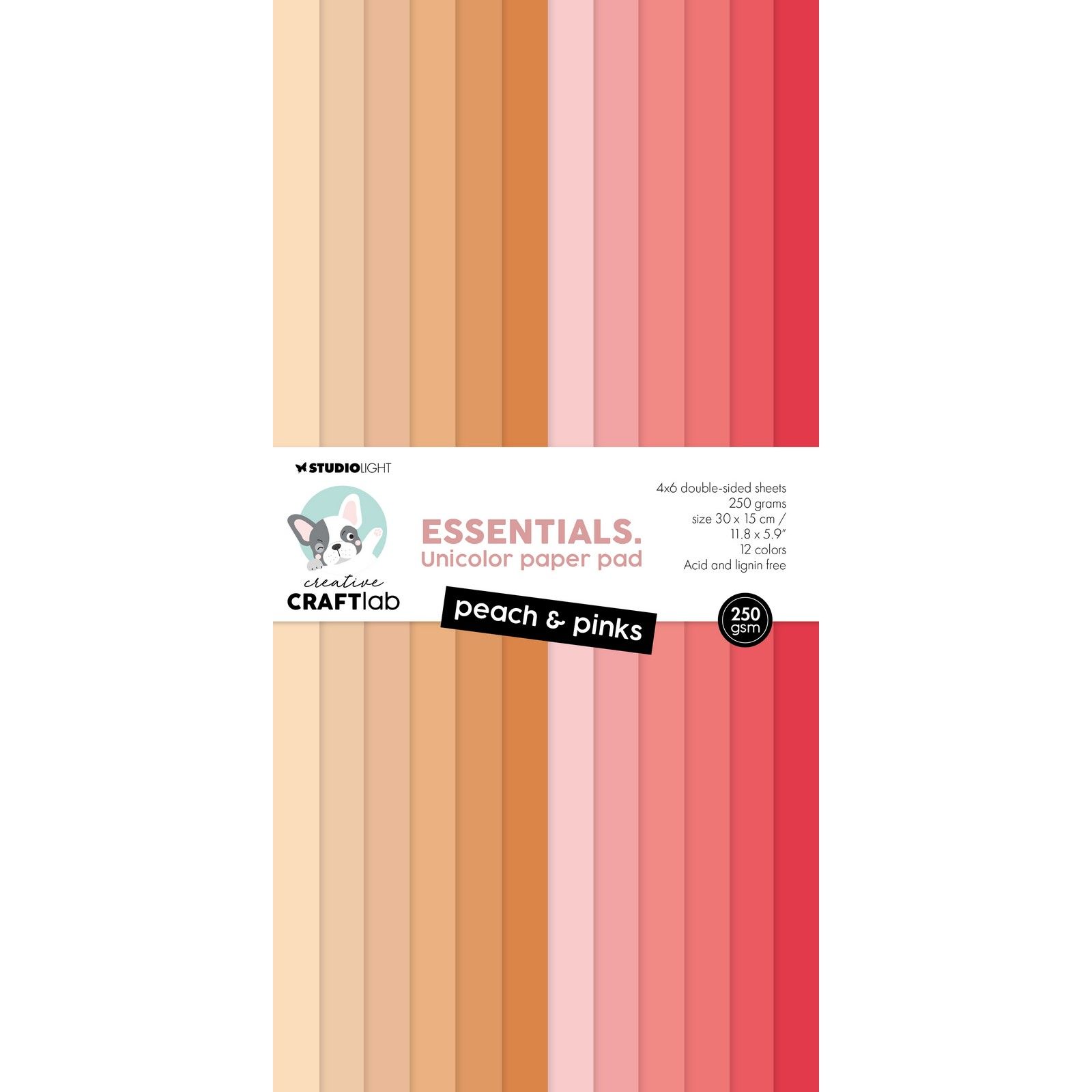 Creative Craftlab • Essentials Unicolor paper pad Peach & pinks