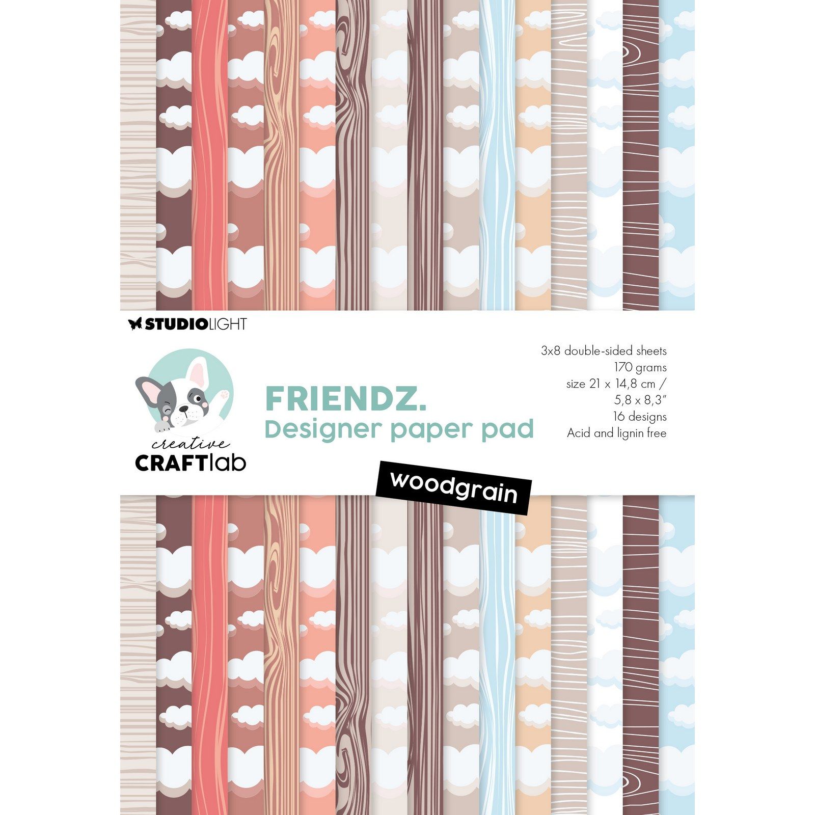 Creative Craftlab • Friendz Design Paper Pad Woodgrain