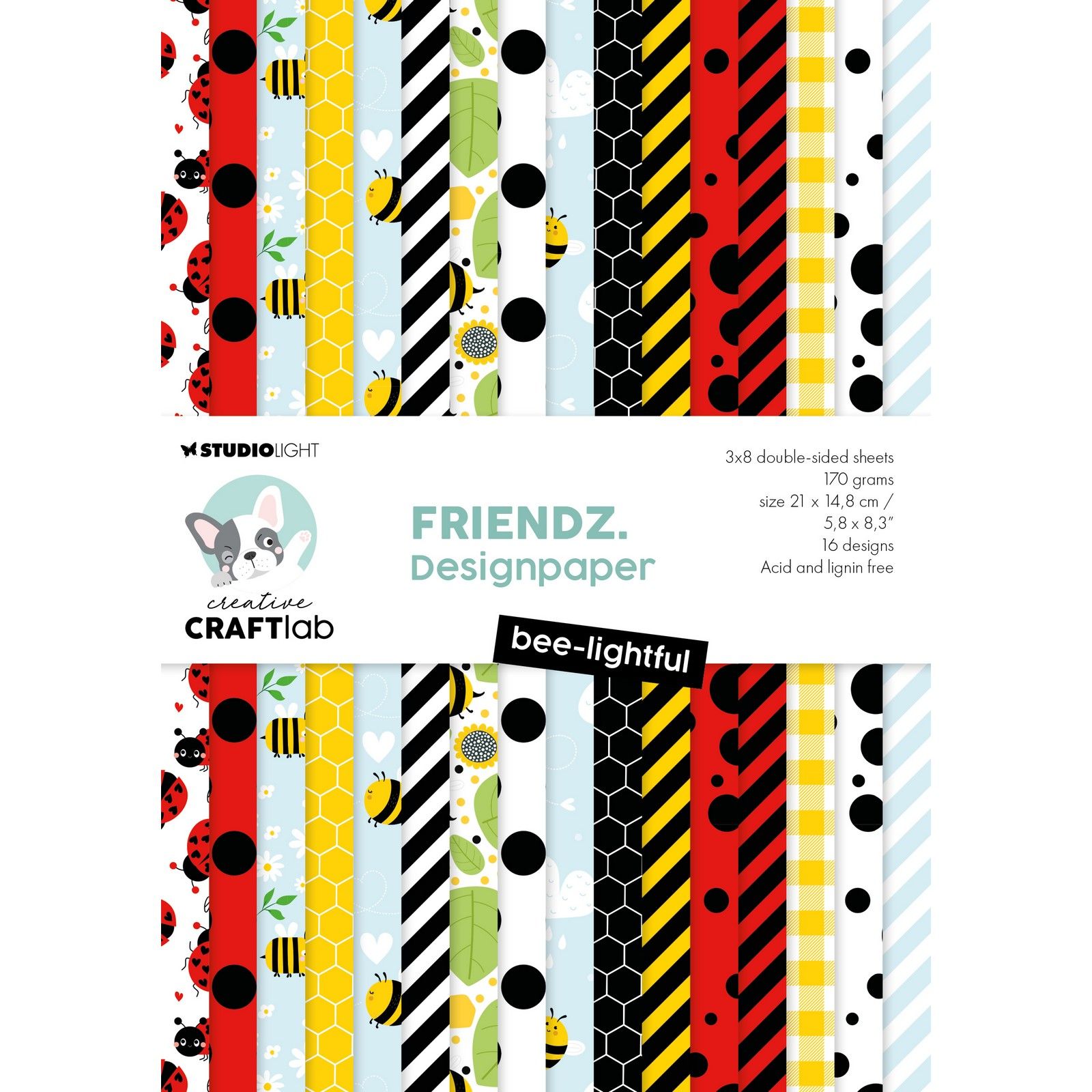 Creative Craftlab • Friendz Designer Paper Pad Bee-Lightful