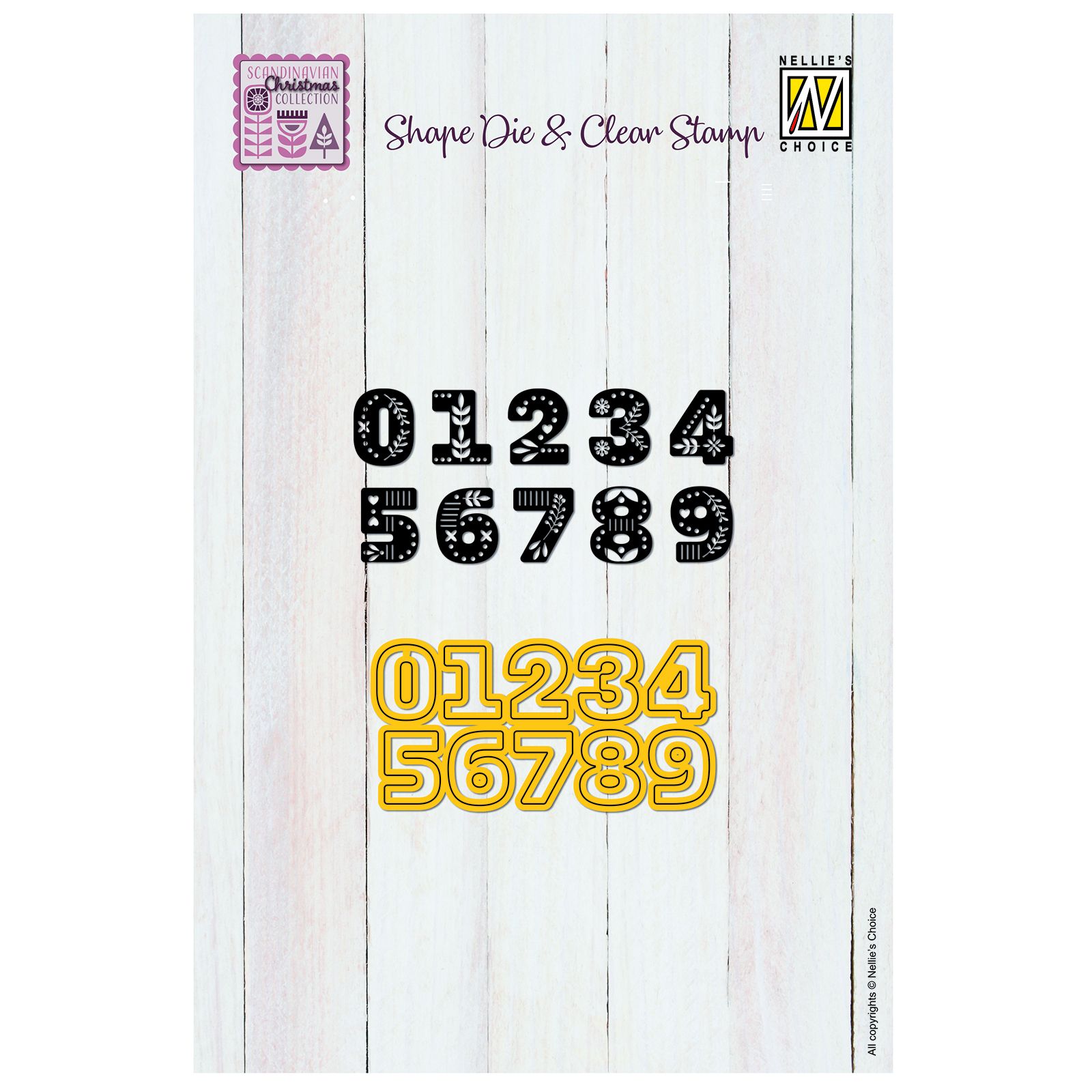 Nellie's Choice • Shape Dies & Clear Stamps Scandinavisch Alfabet Numbers 10st.