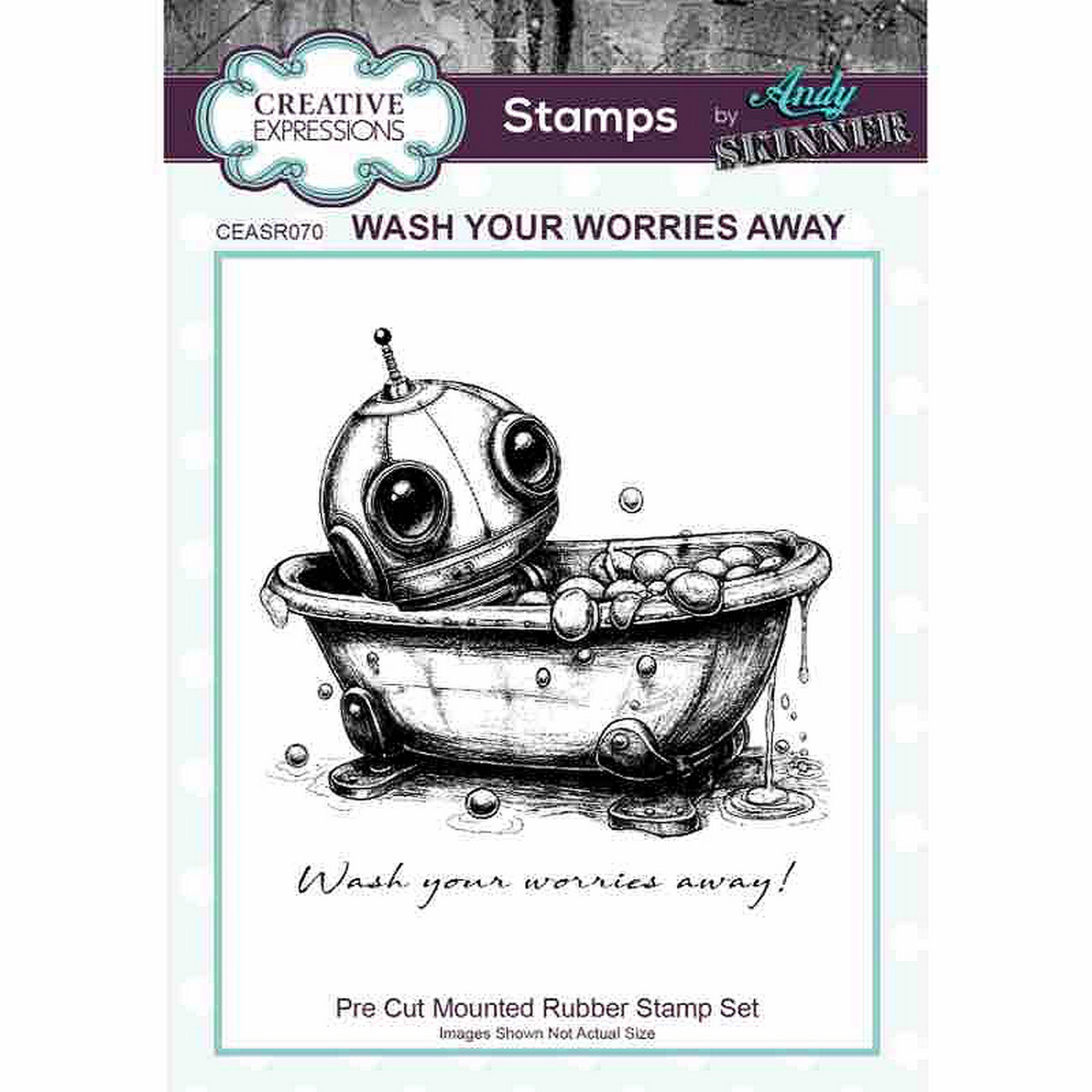 Creative Expressions • Andy Skinner Botology Wash Your Worries Away Pre Cut Rubber Stamp