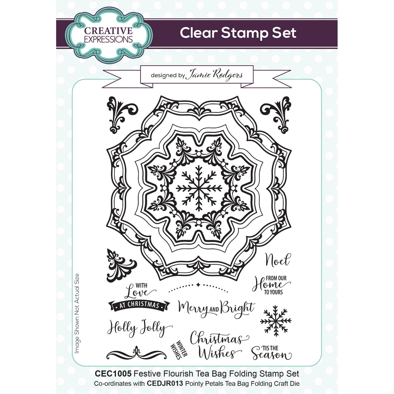 Creative Expressions • Tea Bag Folding Clear Stamp Set Festive Flourish