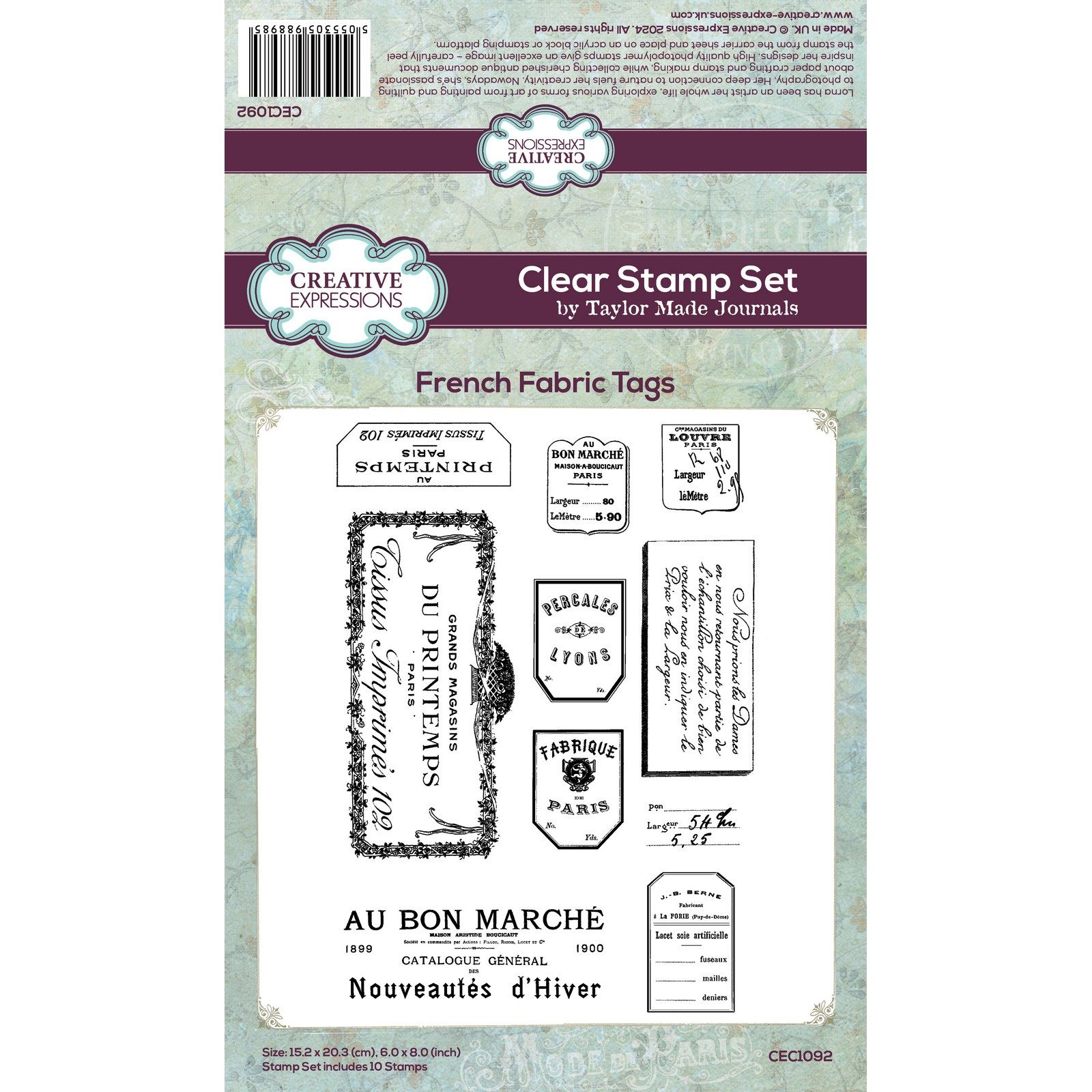 Creative Expressions • Clear Stamp Set French Fabric Tags