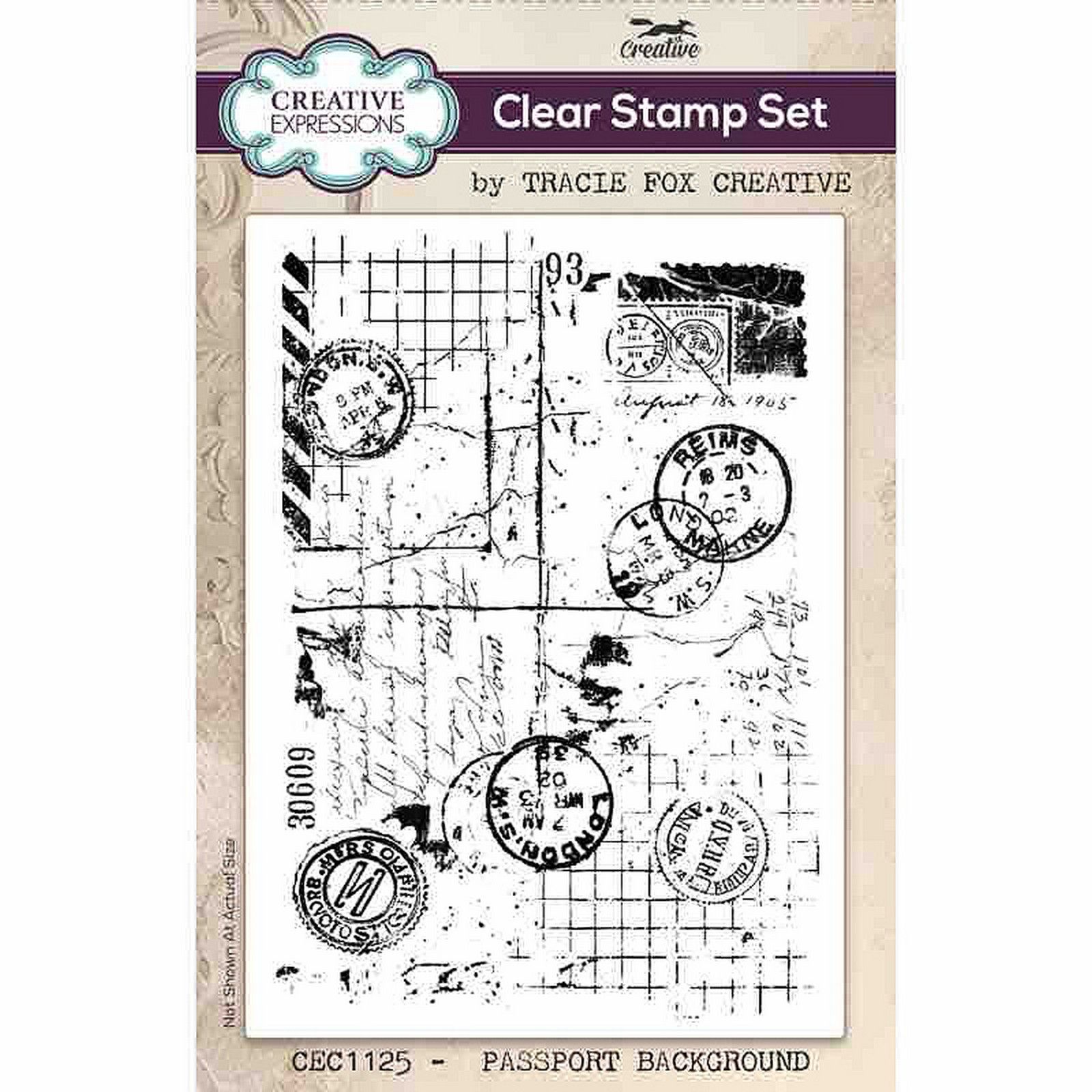 Creative Expressions • Tracie Fox Passport Background 4 in x 6 in  Clear Stamp Set