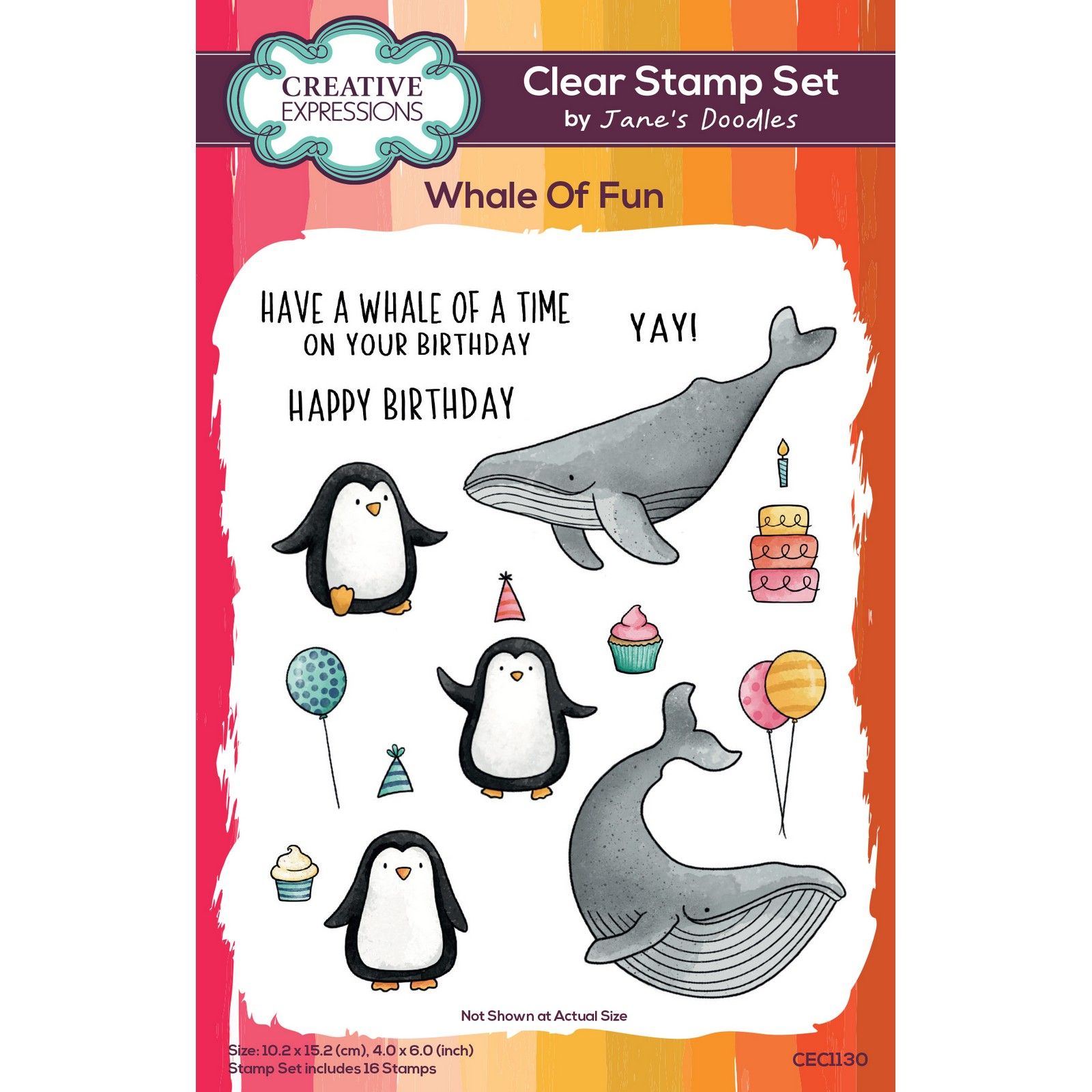 Creative Expressions • Jane's Doodles Whale Of Fun 4 in x 6 in Stamp Set