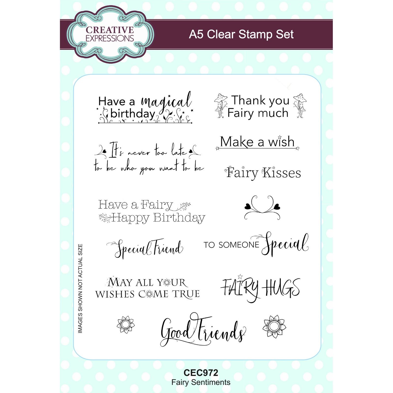 Creative Expressions • Clear stamp set Fairy sentiment A5