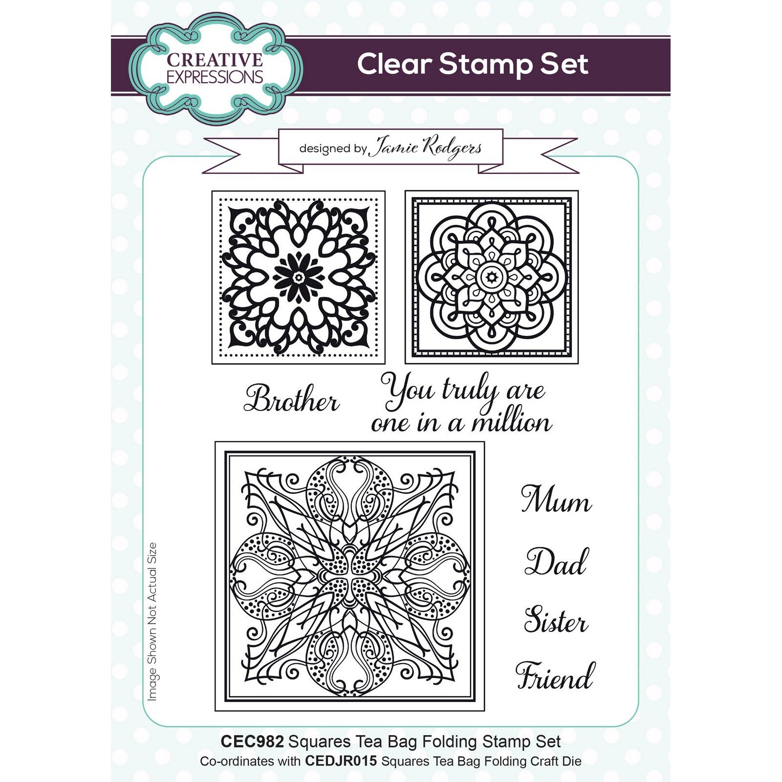 Creative Expressions • Stamp Set Squares Tea Bag Folding 15,24x20,32cm