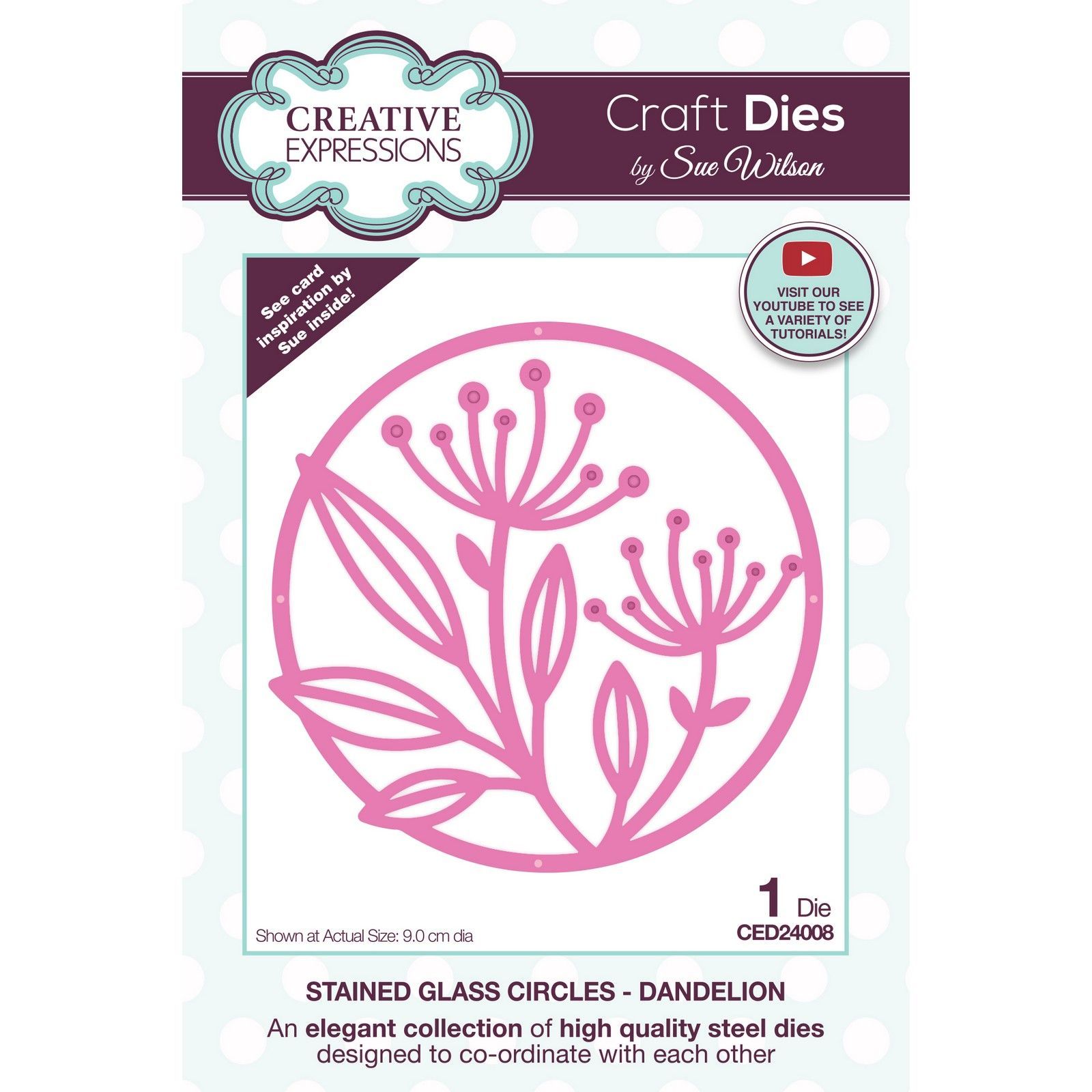 Creative Expressions • Stained glass circles craft die Dandelion