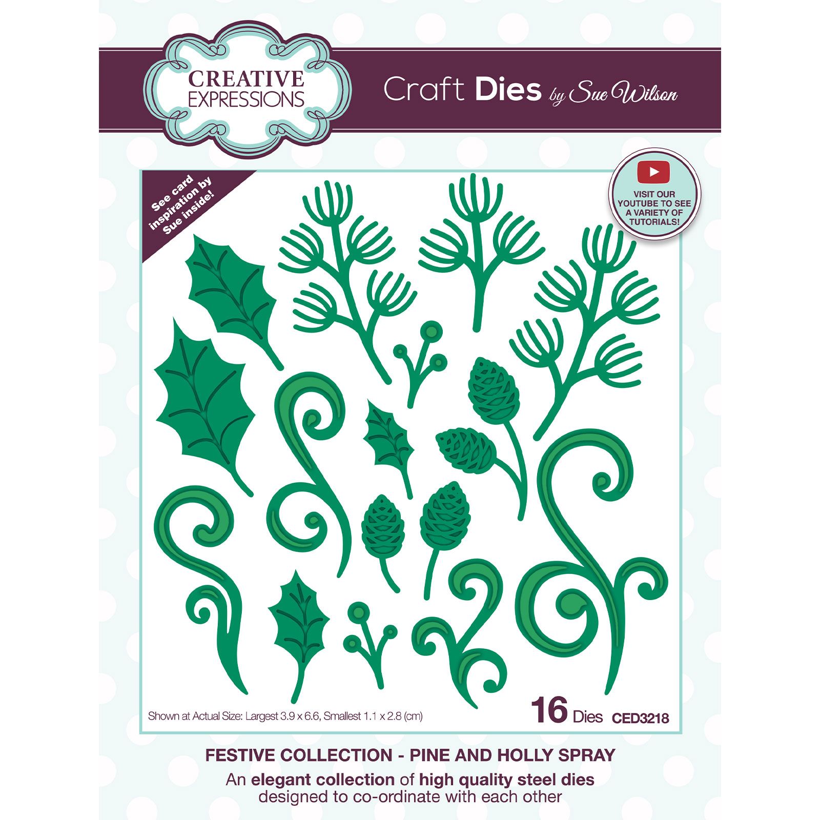 Creative Expressions • Craft die Pine and holly spray