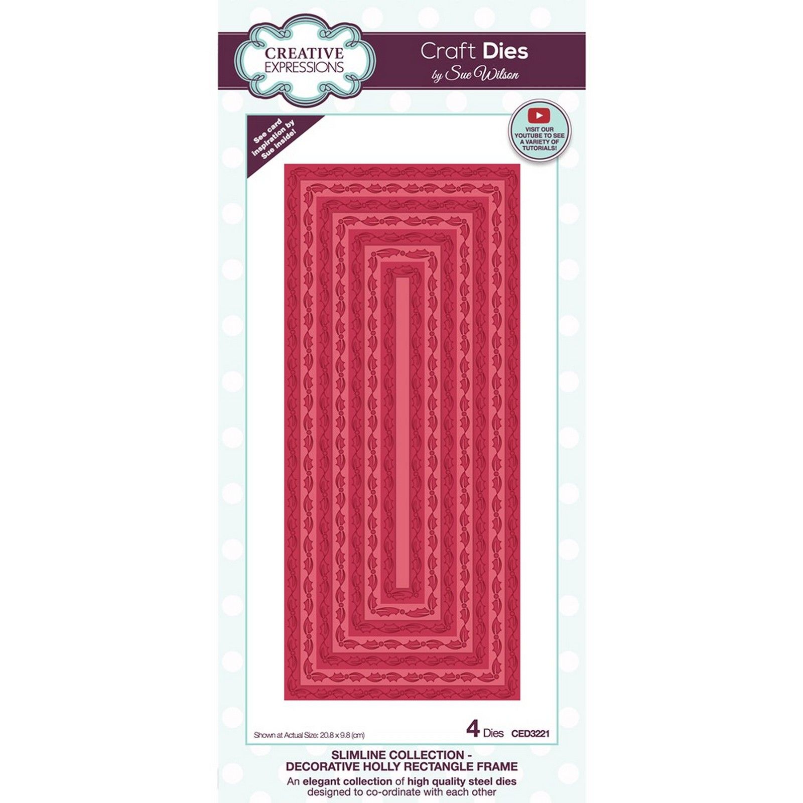 Creative Expressions • Craft Die Slimline Collection Holly Rectangle Frame