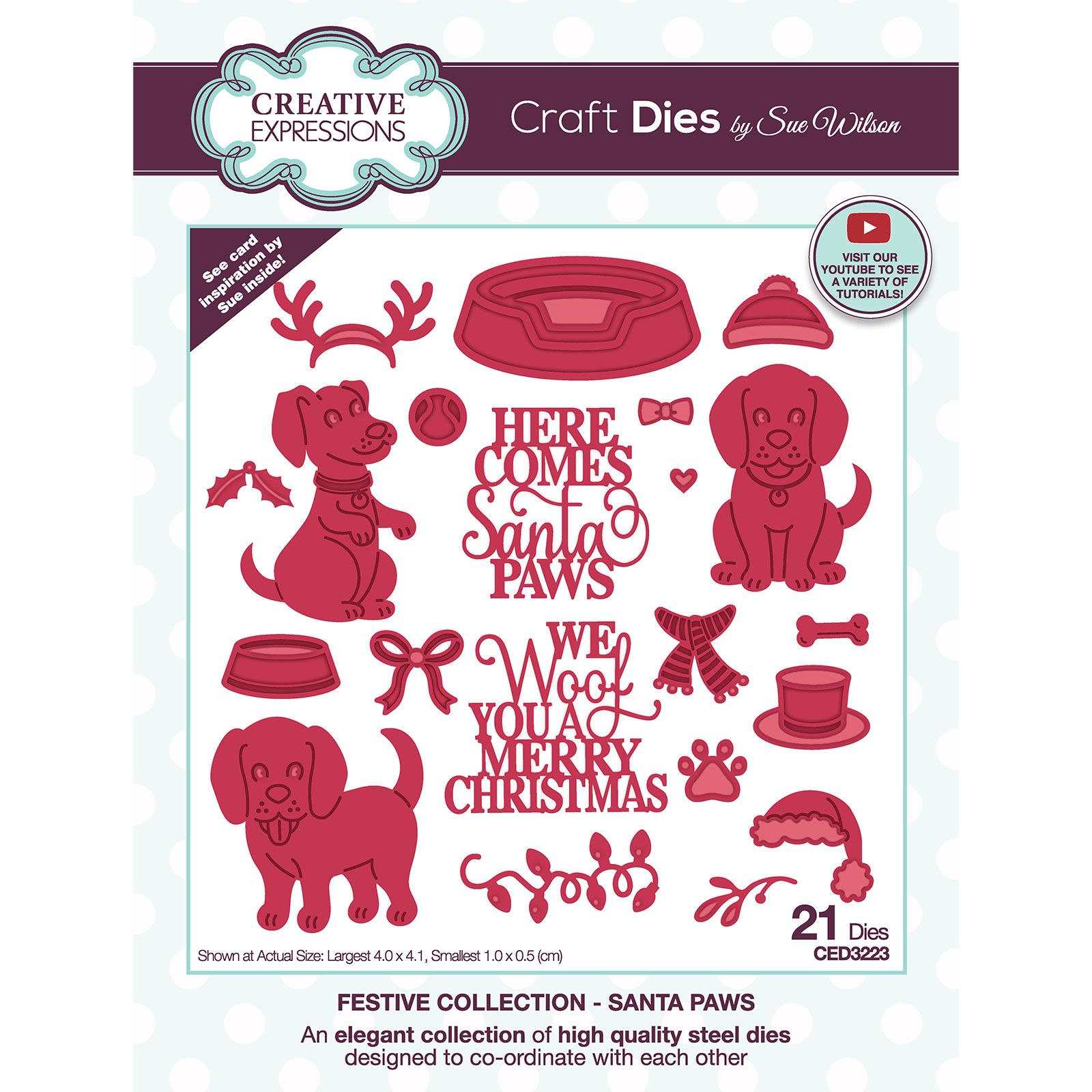 Creative Expressions • Sue Wilson craft die Santa paws