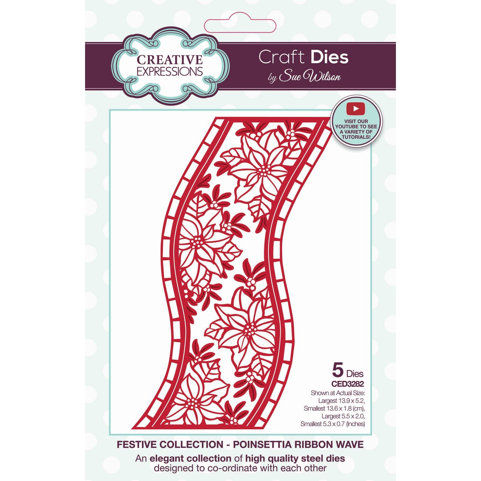 Creative Expressions • Festive Cutting Dies Poinsettia Ribbon Wave