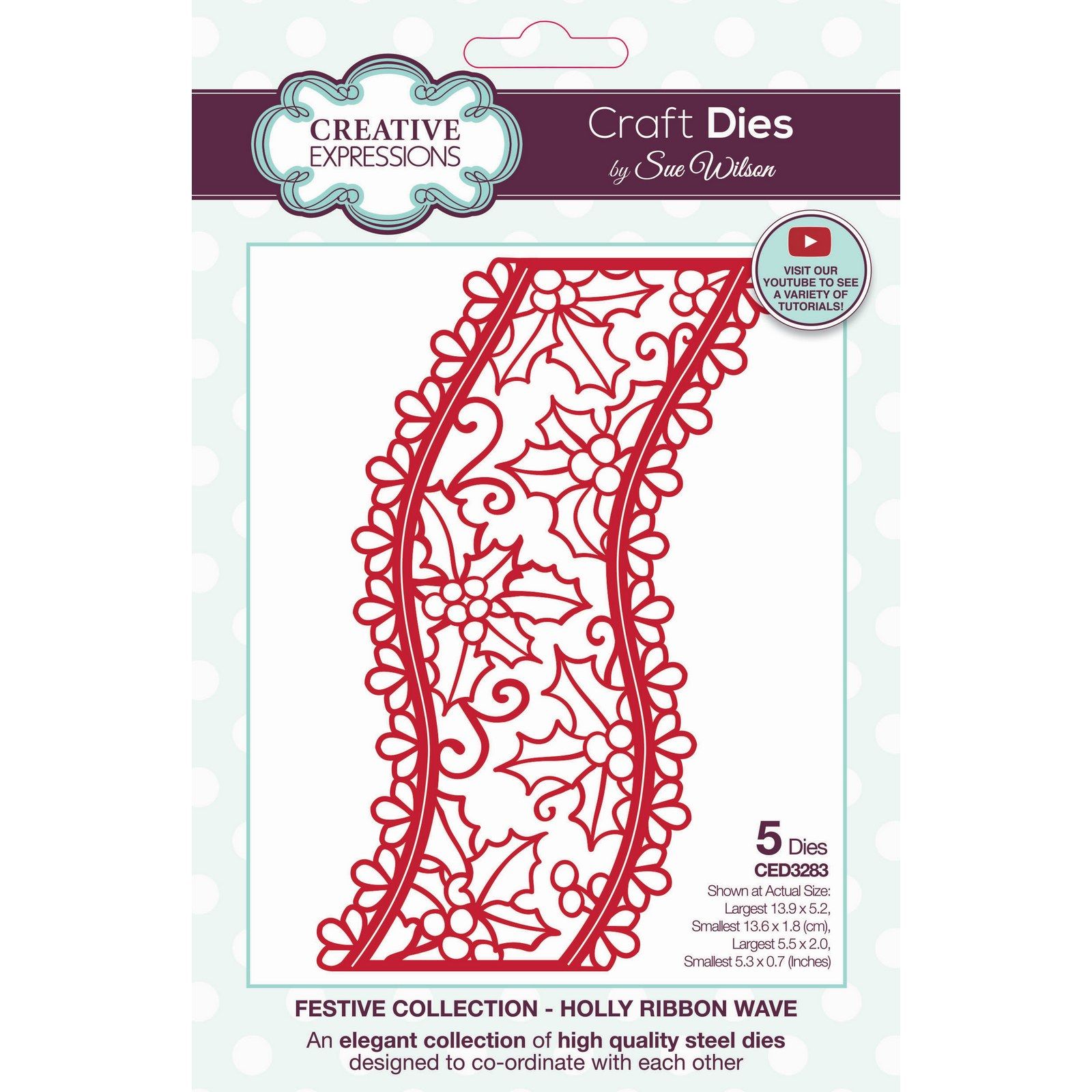 Creative Expressions • Festive Cutting Dies Holly Ribbon Wave