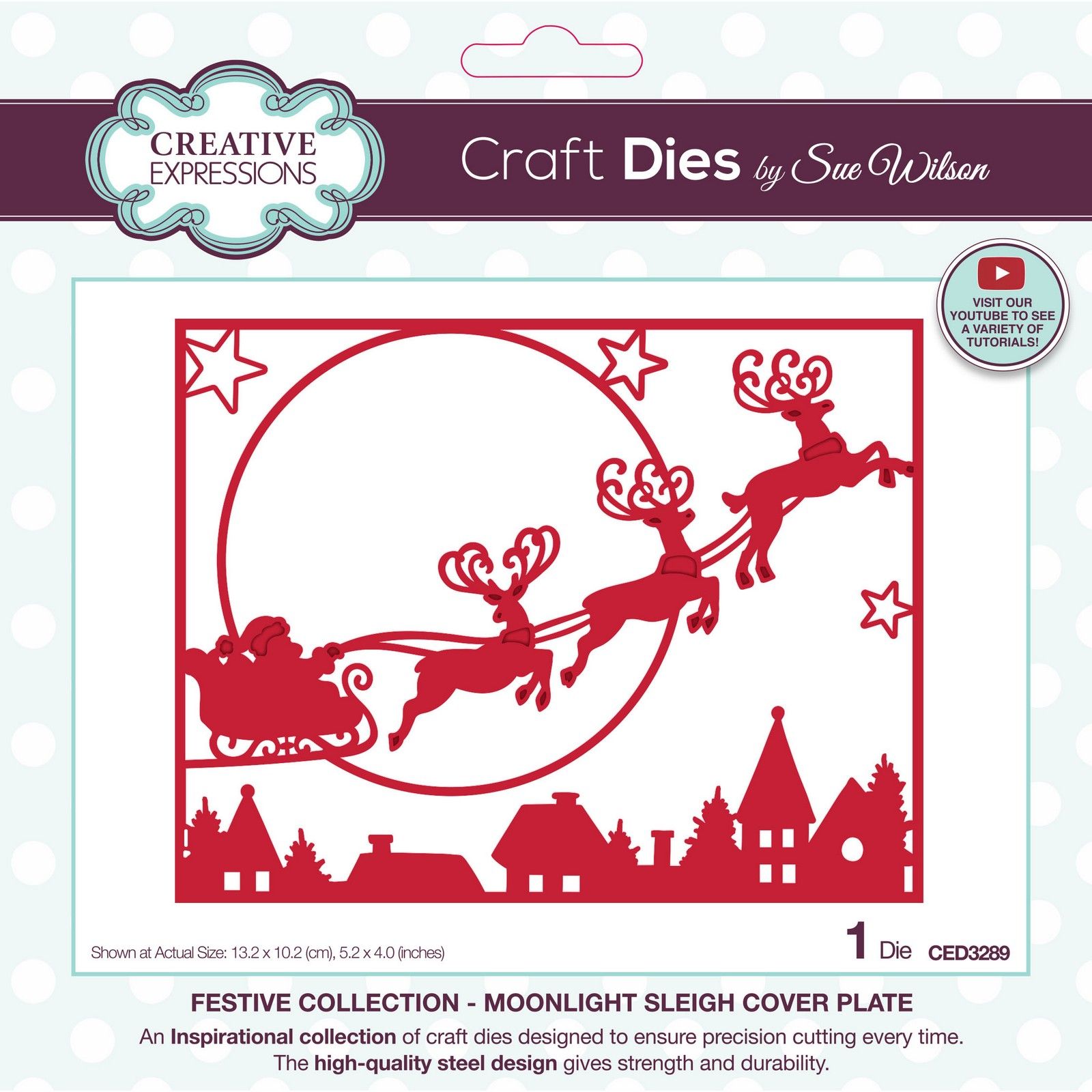 Creative Expressions • Sue Wilson Festive Moonlight Sleigh Cover Plate Craft Die